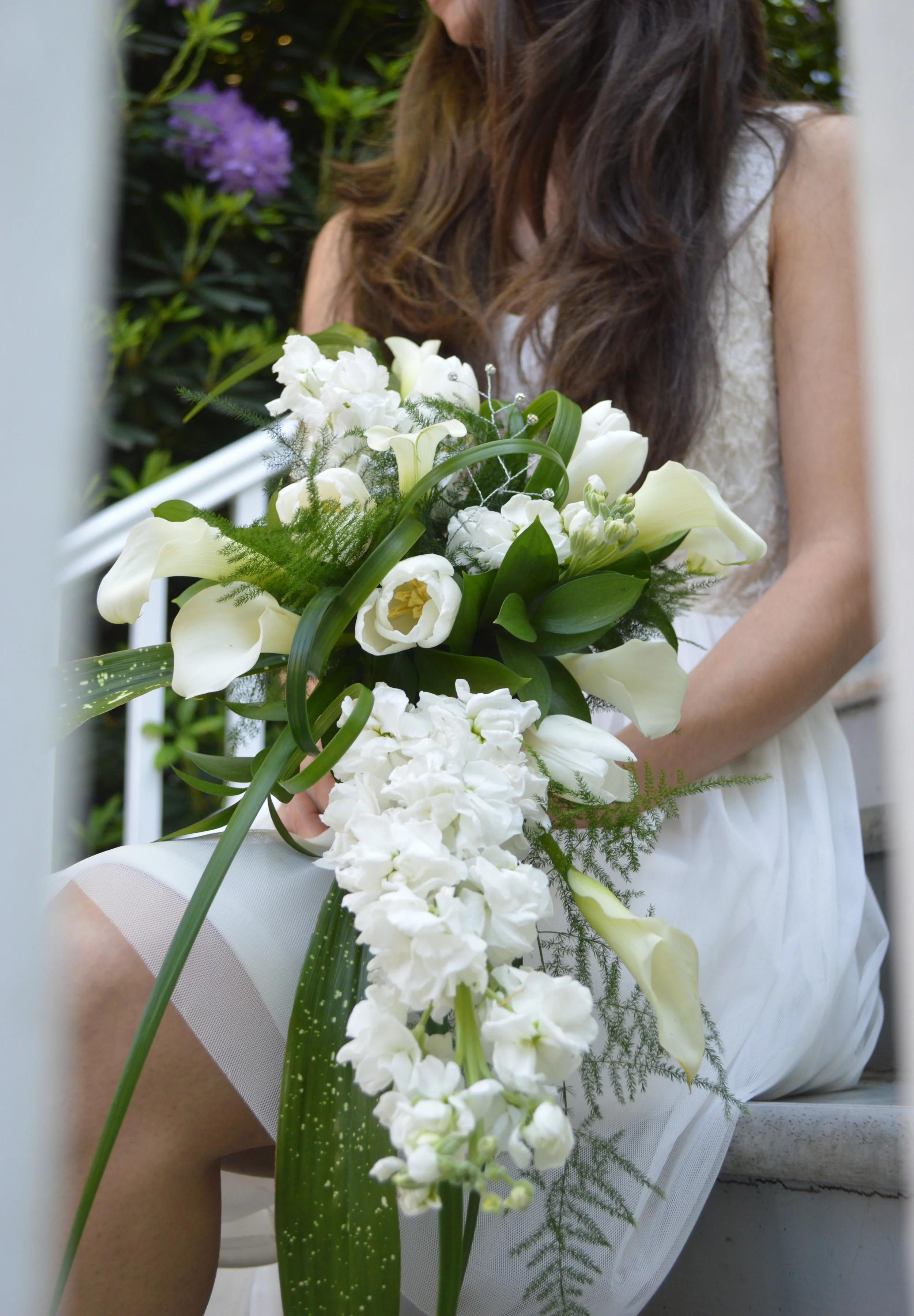 White cascade bouquet