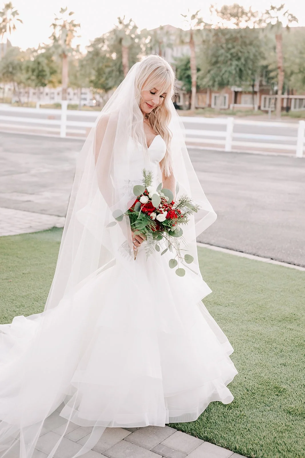 Bride with a Christmas bouquet