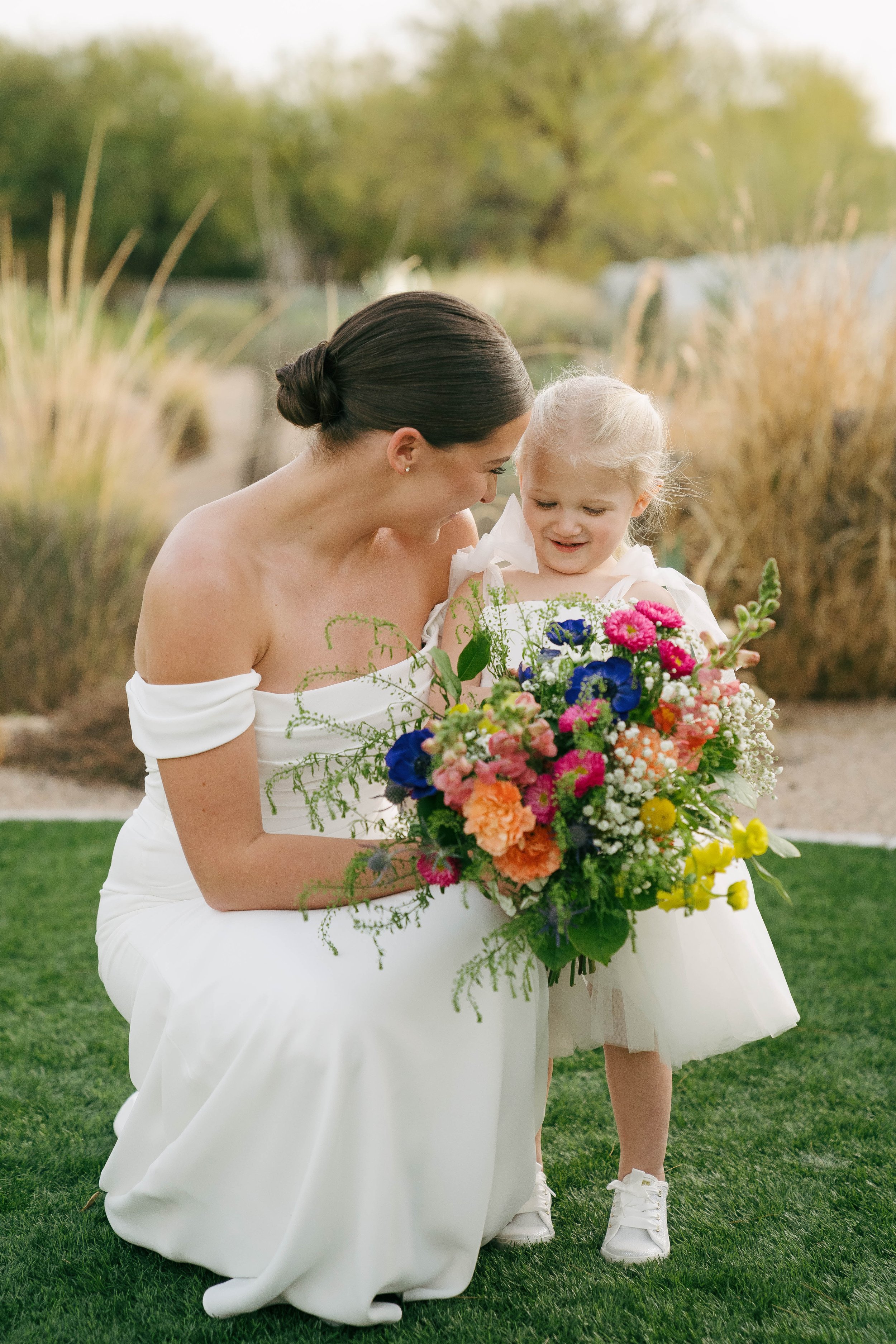 Bride and flower girl