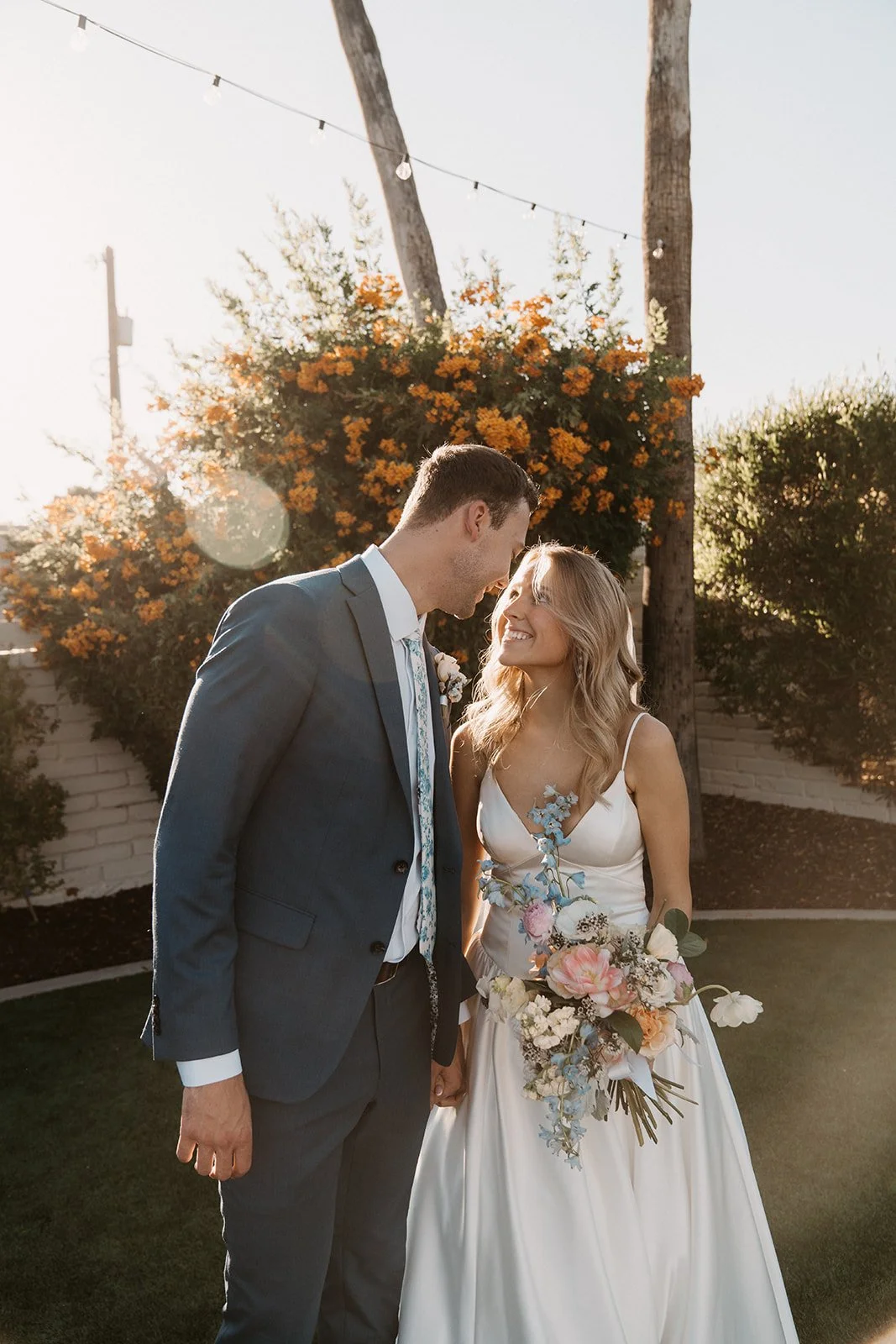 Happy bride and groom