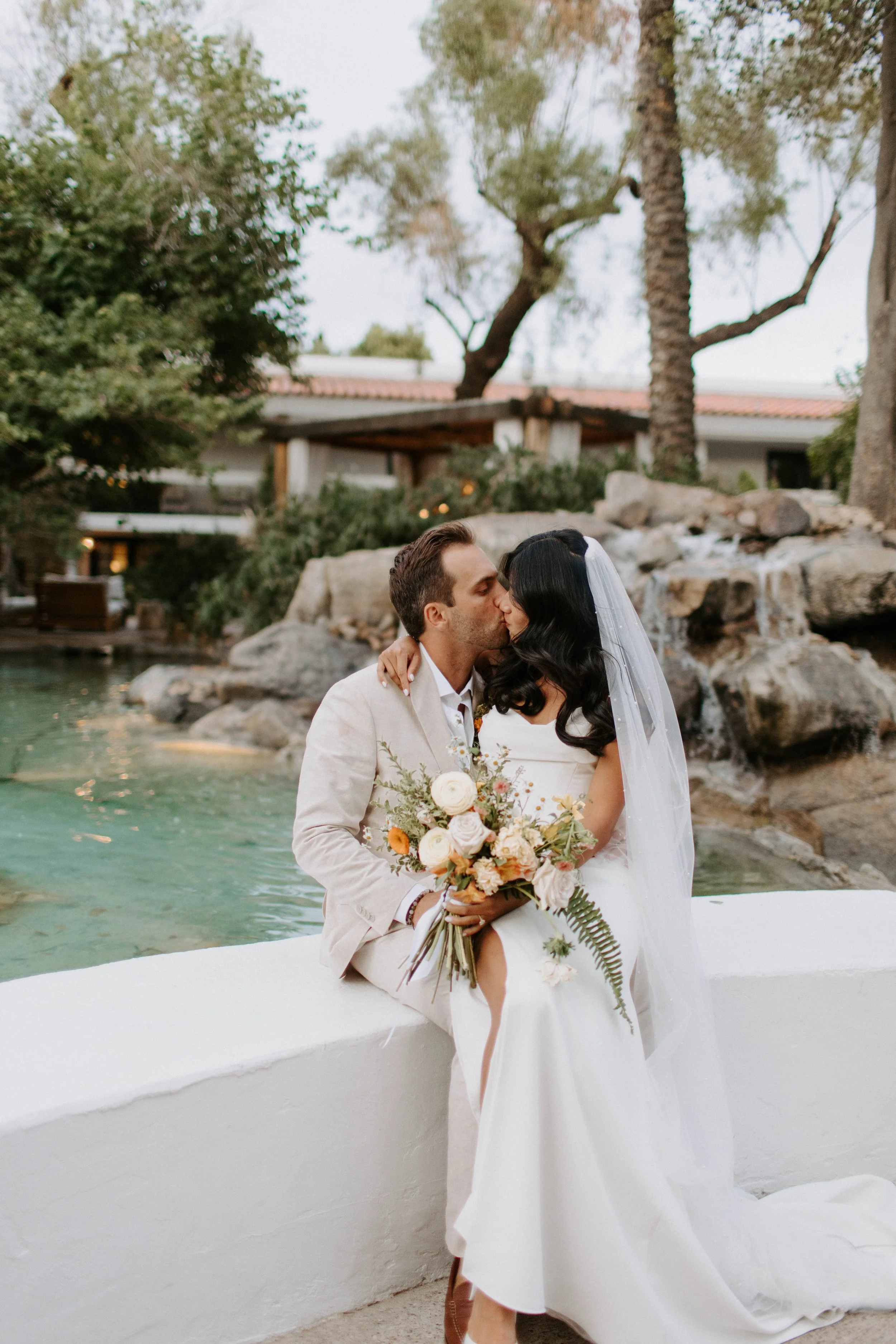 Bride and Groom near water