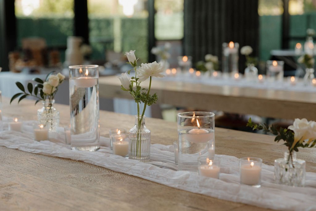 Classic bud vase reception decor