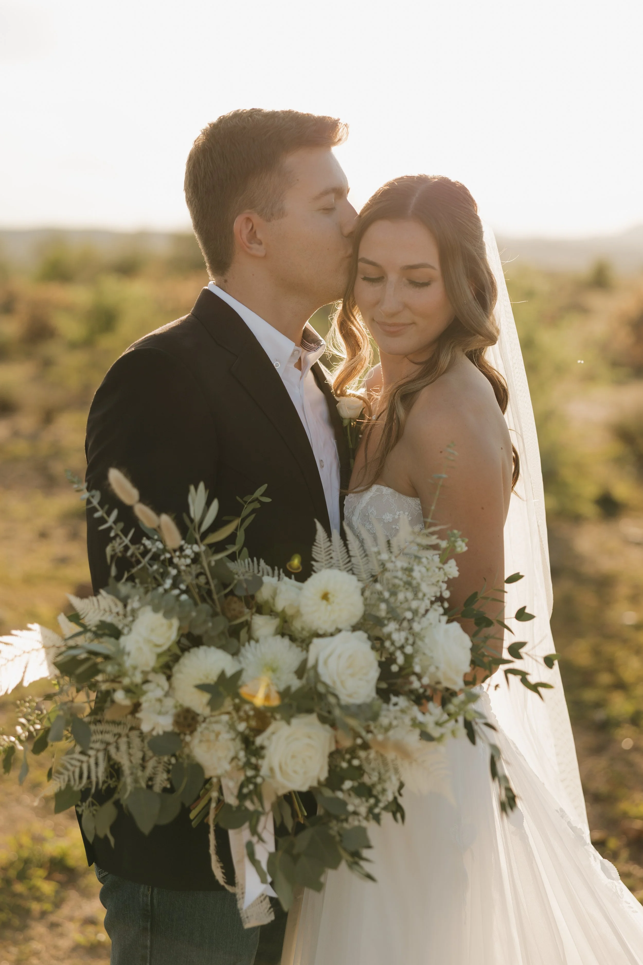 Western chic bride and groom
