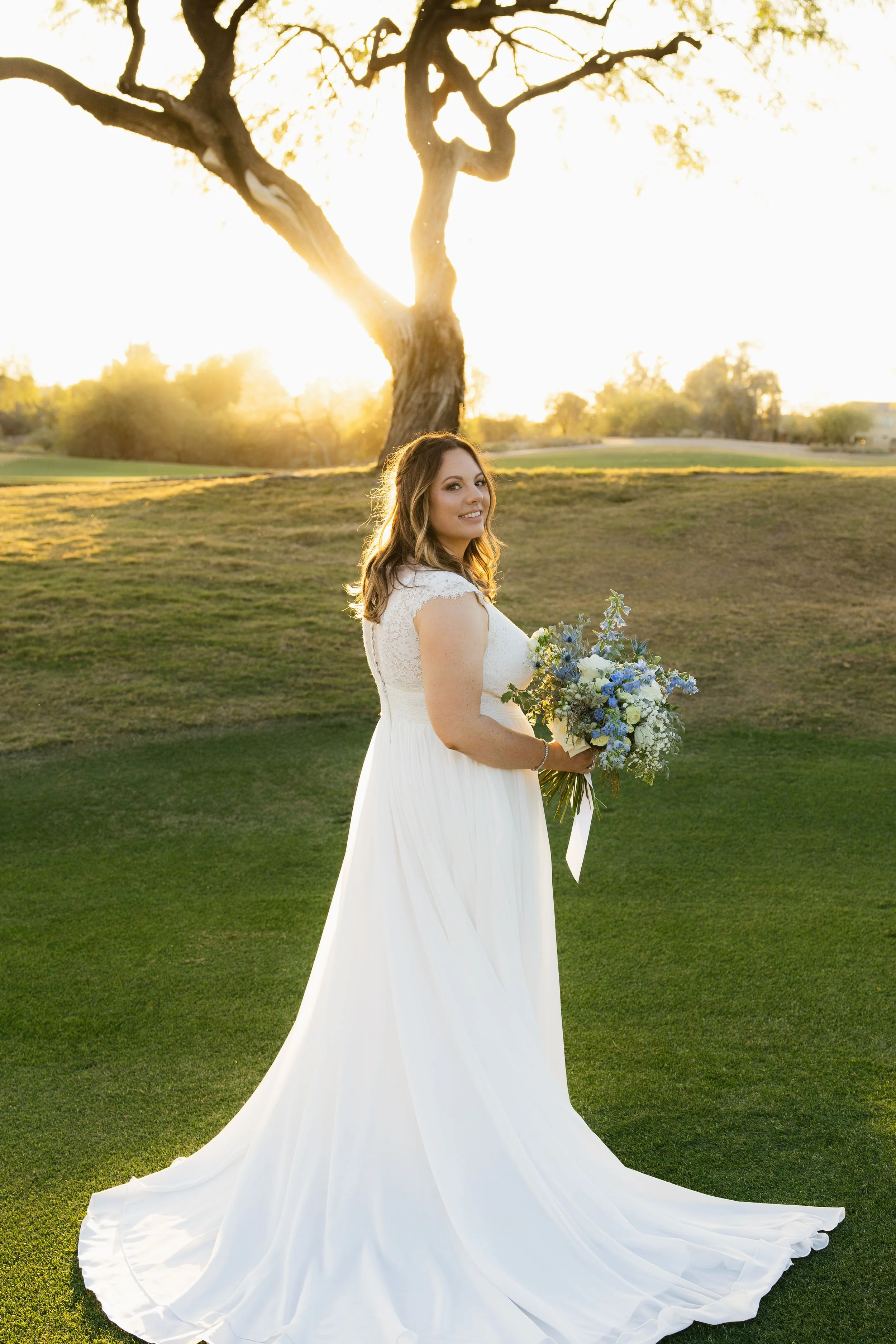 Bride in the setting sun
