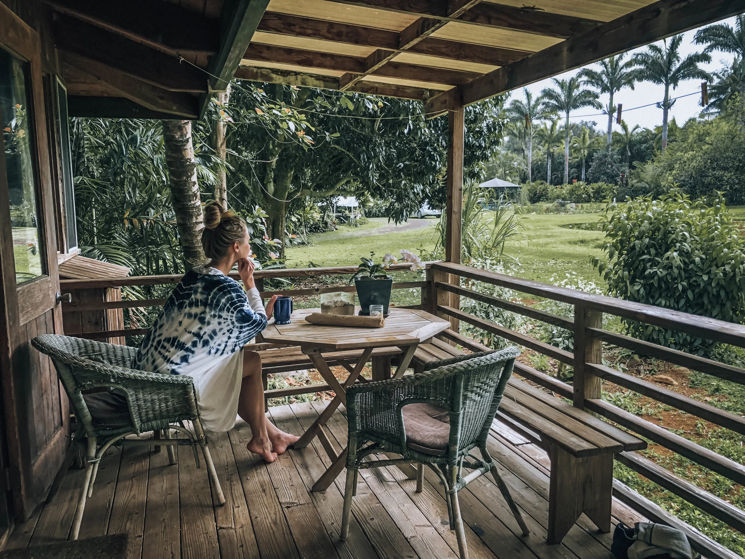 Porch view at our cottage stay on North Country Farms