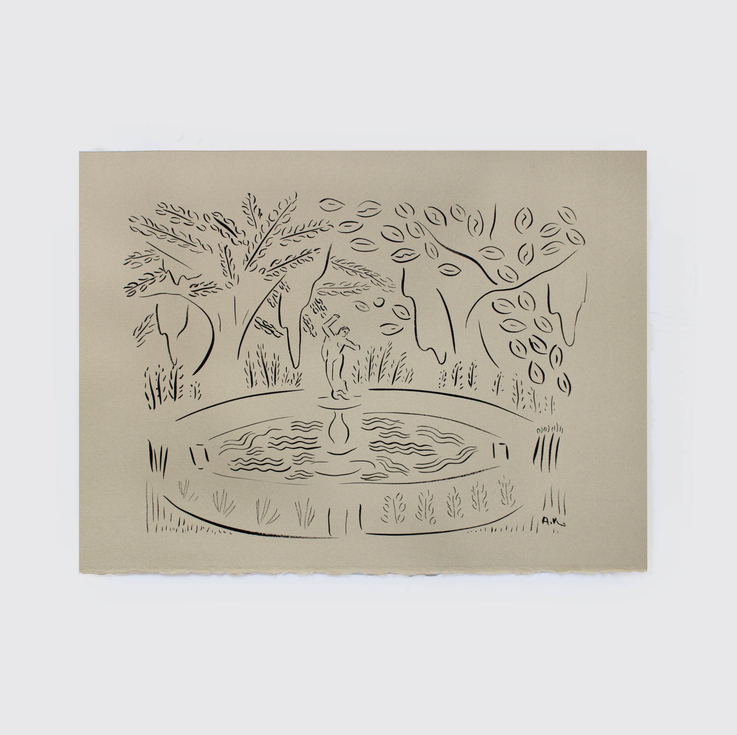 Audubon Park fountain drawing