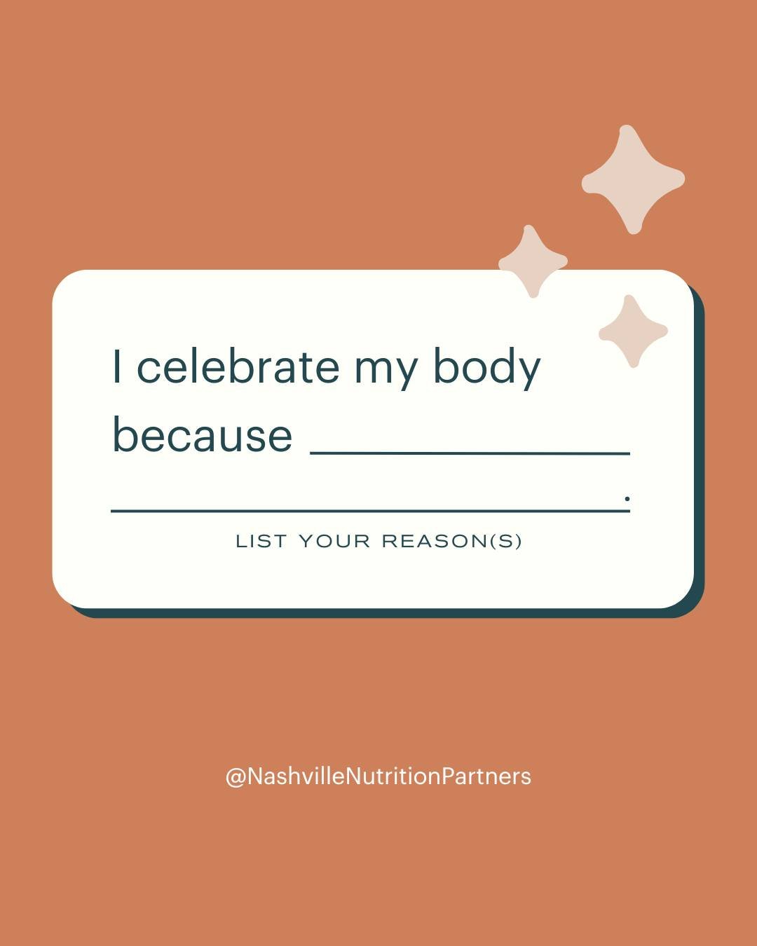 What are your reasons for celebrating your body today? Share with us in the comments!

Here are some examples of mantras for celebrating your body: 
✨ I celebrate my body because it allows me to experience the world around me.
✨ I celebrate my body b