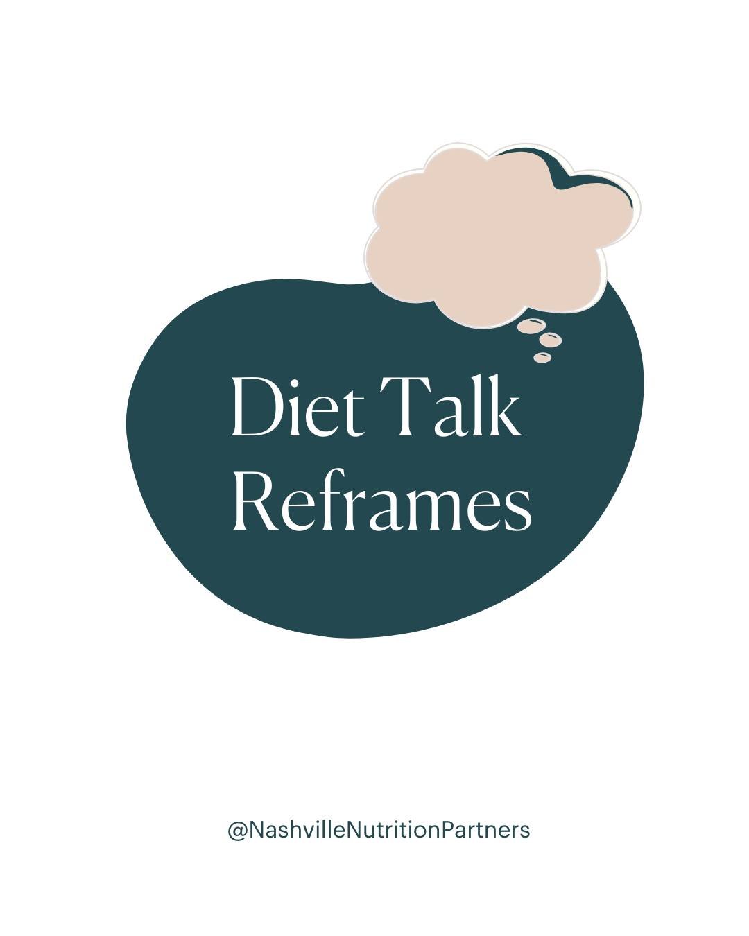 Save these for when those pesky diet voices get loud 💞 Do you have any favorite diet talk reframes? We would love to hear them! 

#nondiet #antidiet #dietvoices #diettalk #intuitiveeating