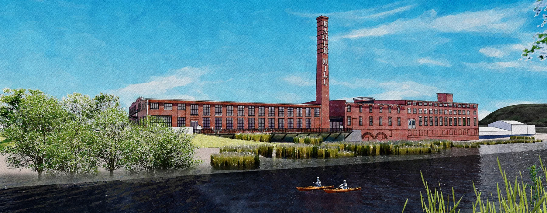 Housatonic River, and rear of Mill Buildings