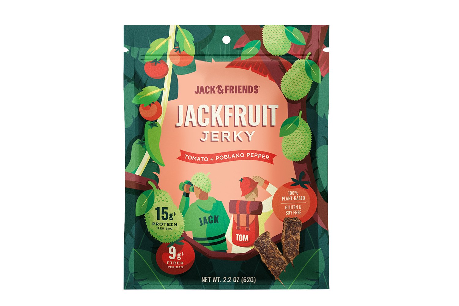all natural, meatless, vegan jackfruit jerky - Jack &amp; Friends brand