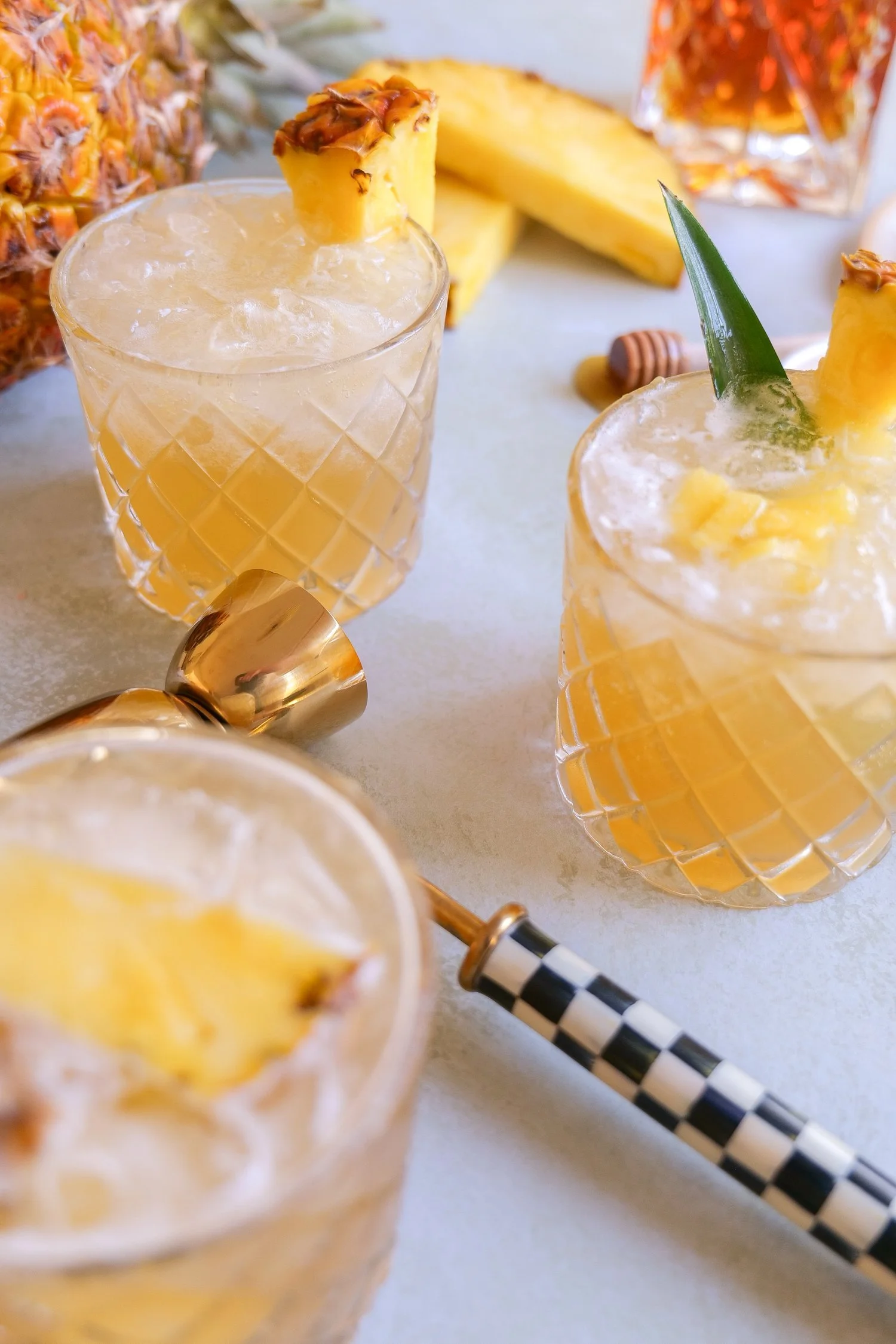 Hot pineapple whiskey smash with bourbon and ginger beer