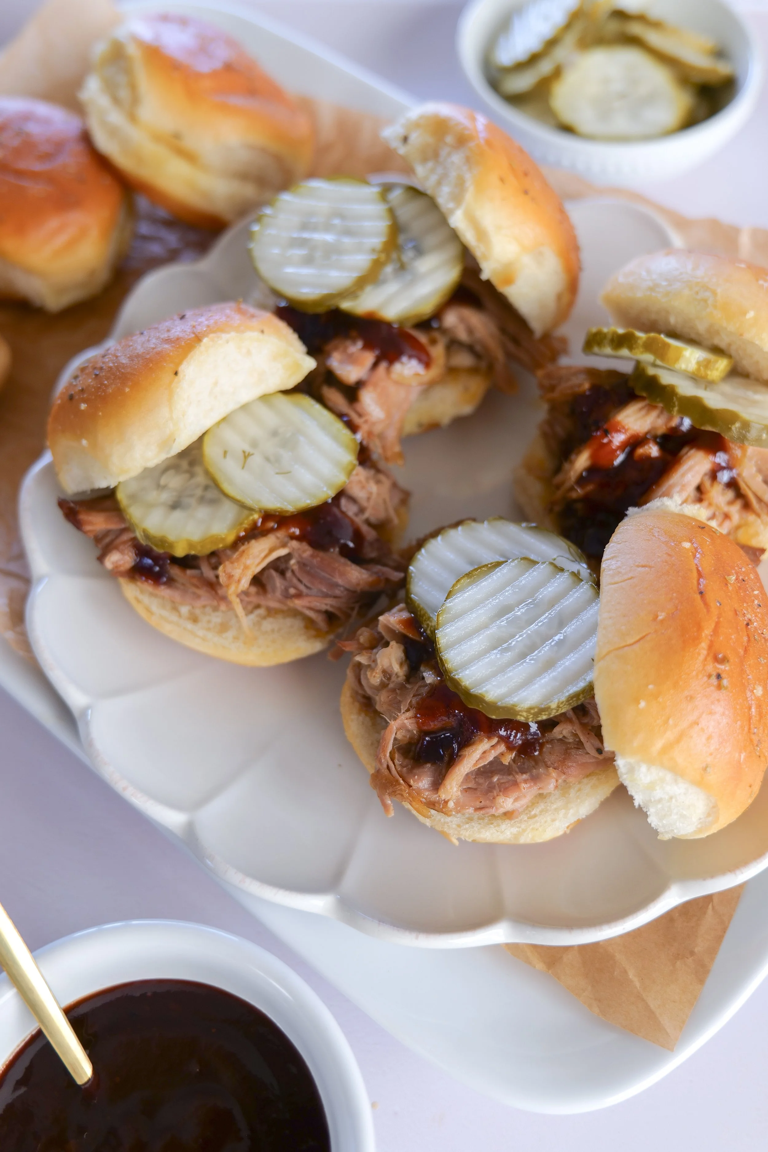 Slow-cooked pulled pork served tender and shredded for an easy dinner.