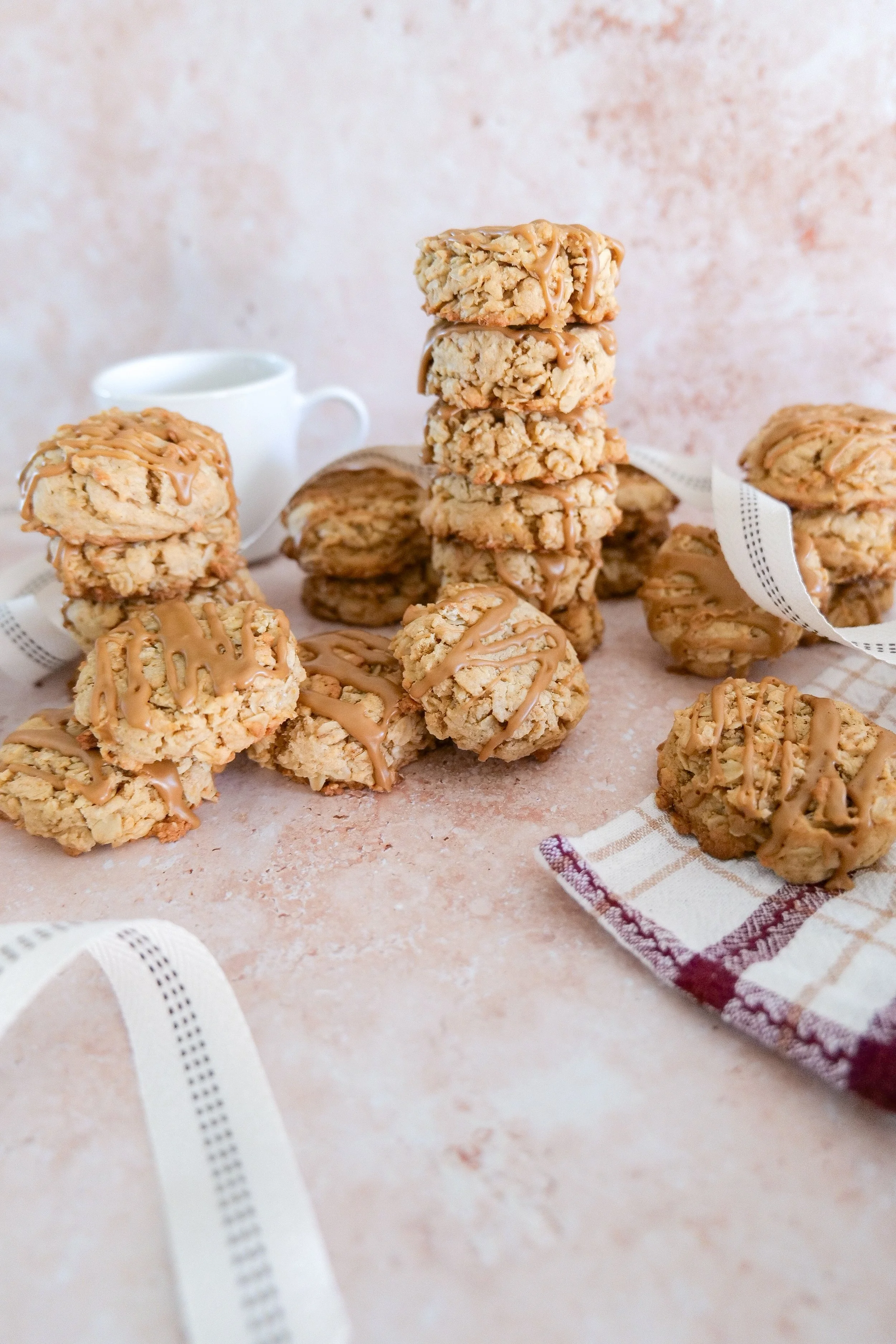 Homemade oatmeal cookies topped with a sweet espresso icing.