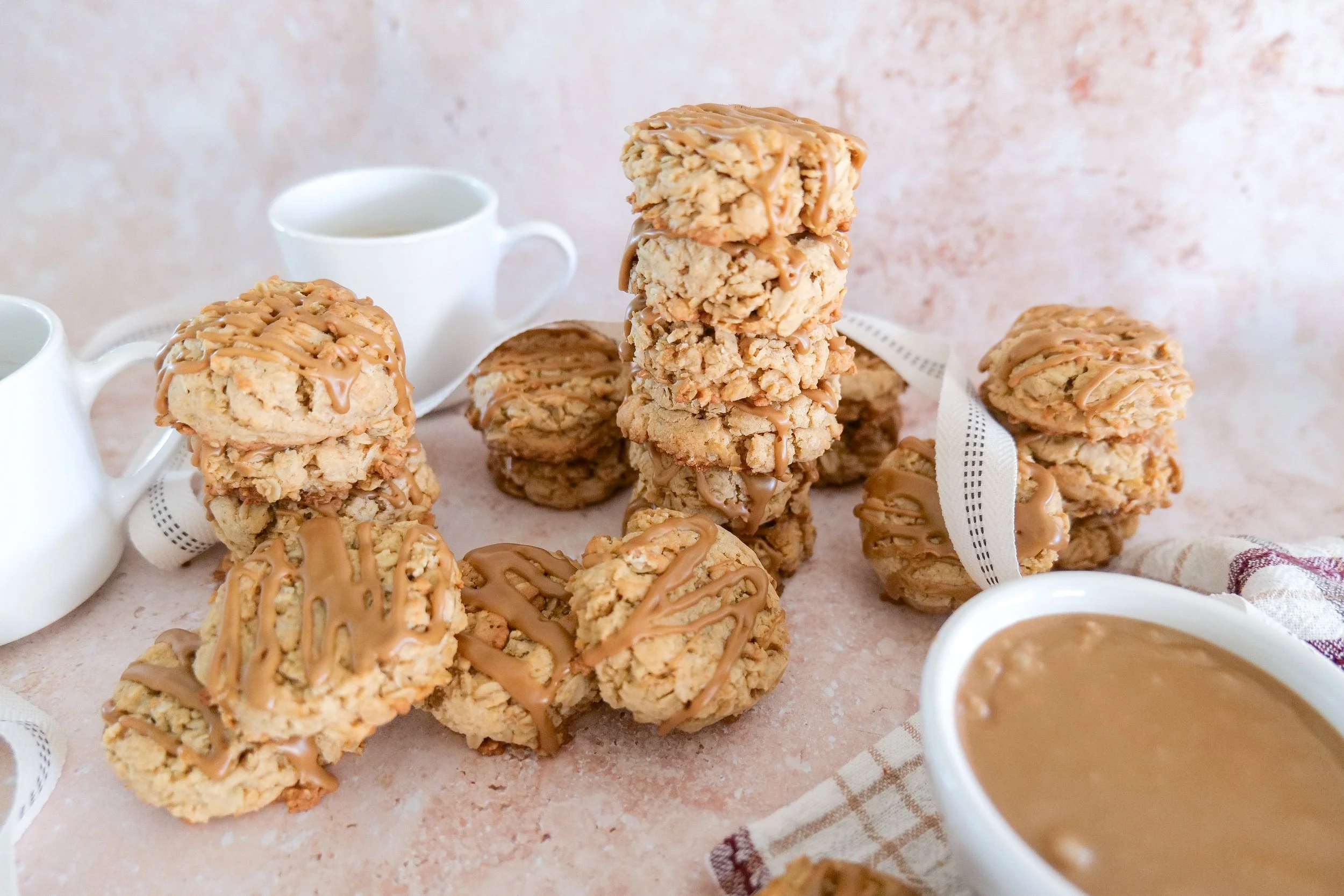 Chewy oatmeal cookies finished with a drizzle of sweet espresso icing.