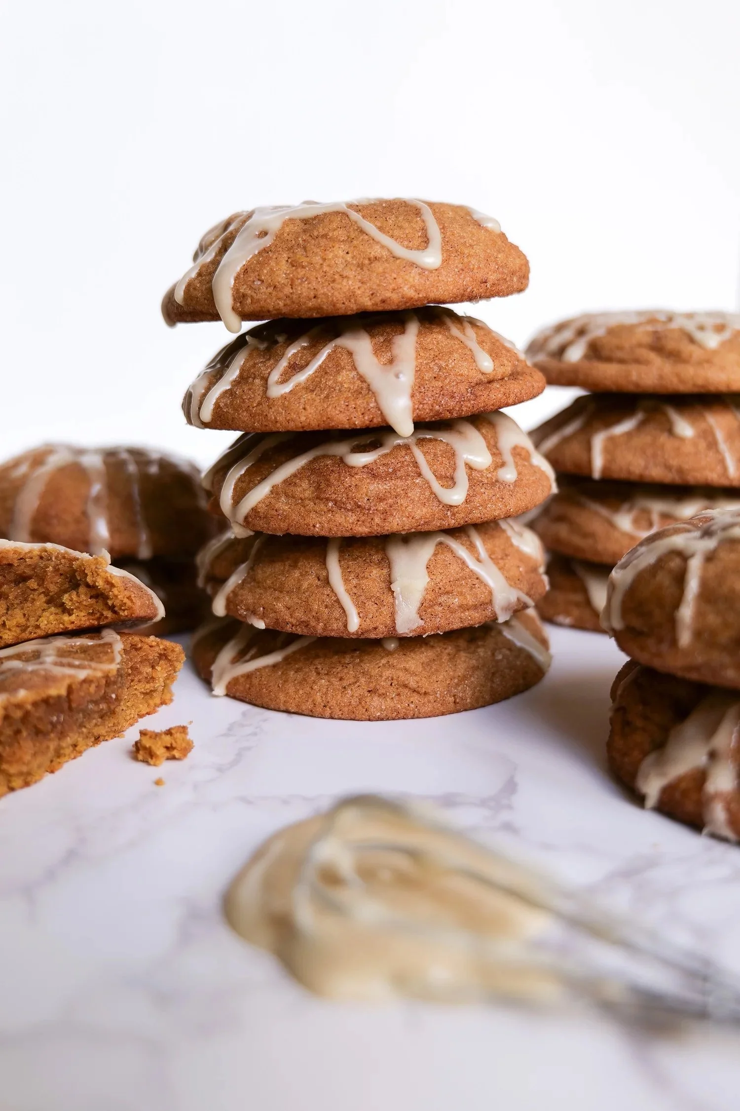 Soft pumpkin sugar cookies for an easy fall baking recipe.