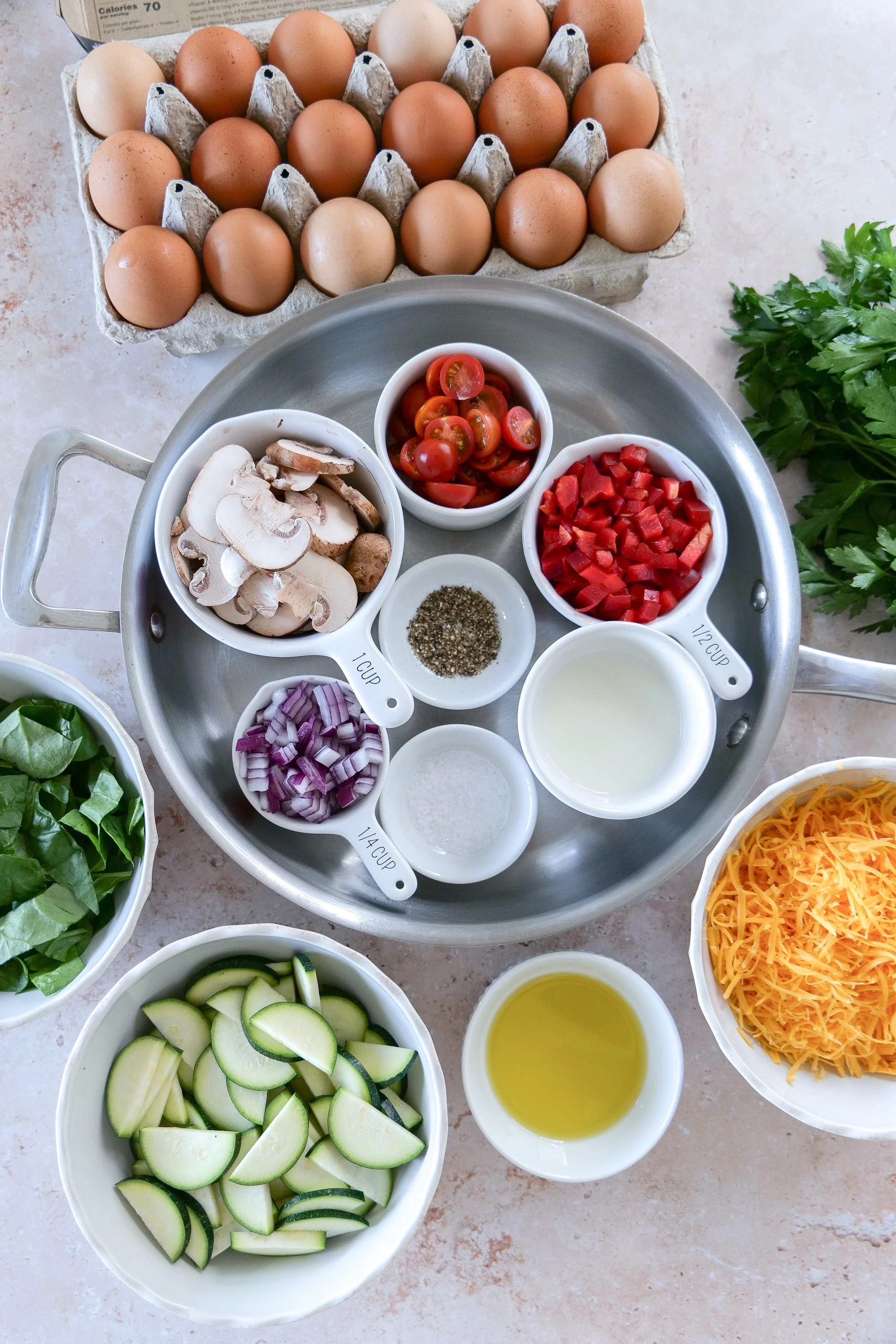 Seasonal vegetable frittata recipe for breakfast brunch or meal prep
