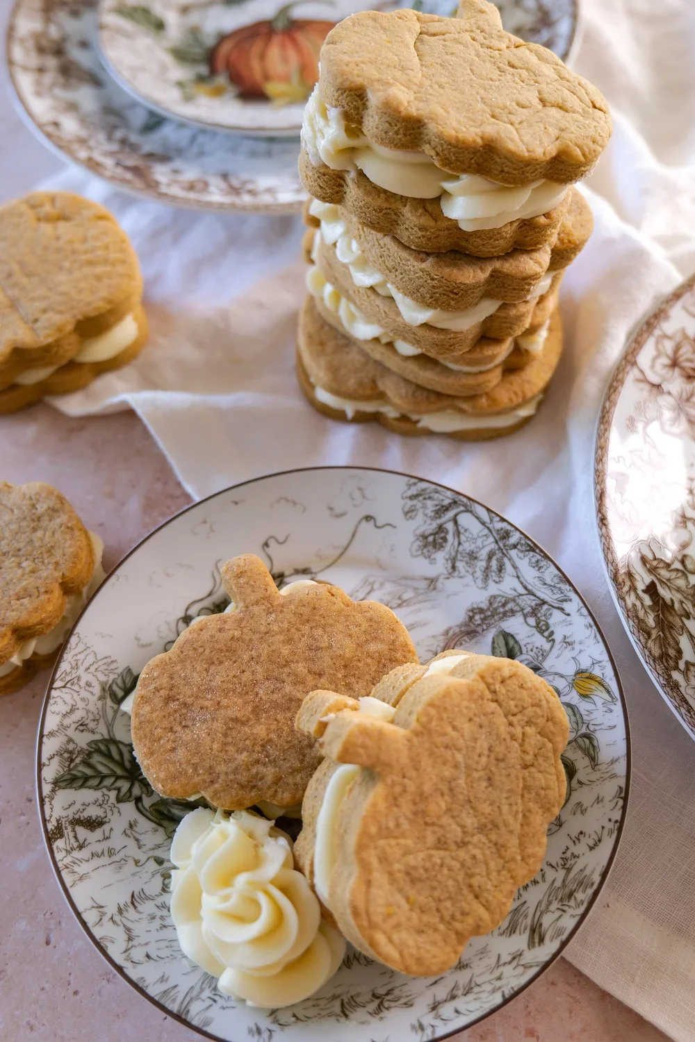 Brown Butter Pumpkin Sandwich Cookies with Cream Cheese Filling