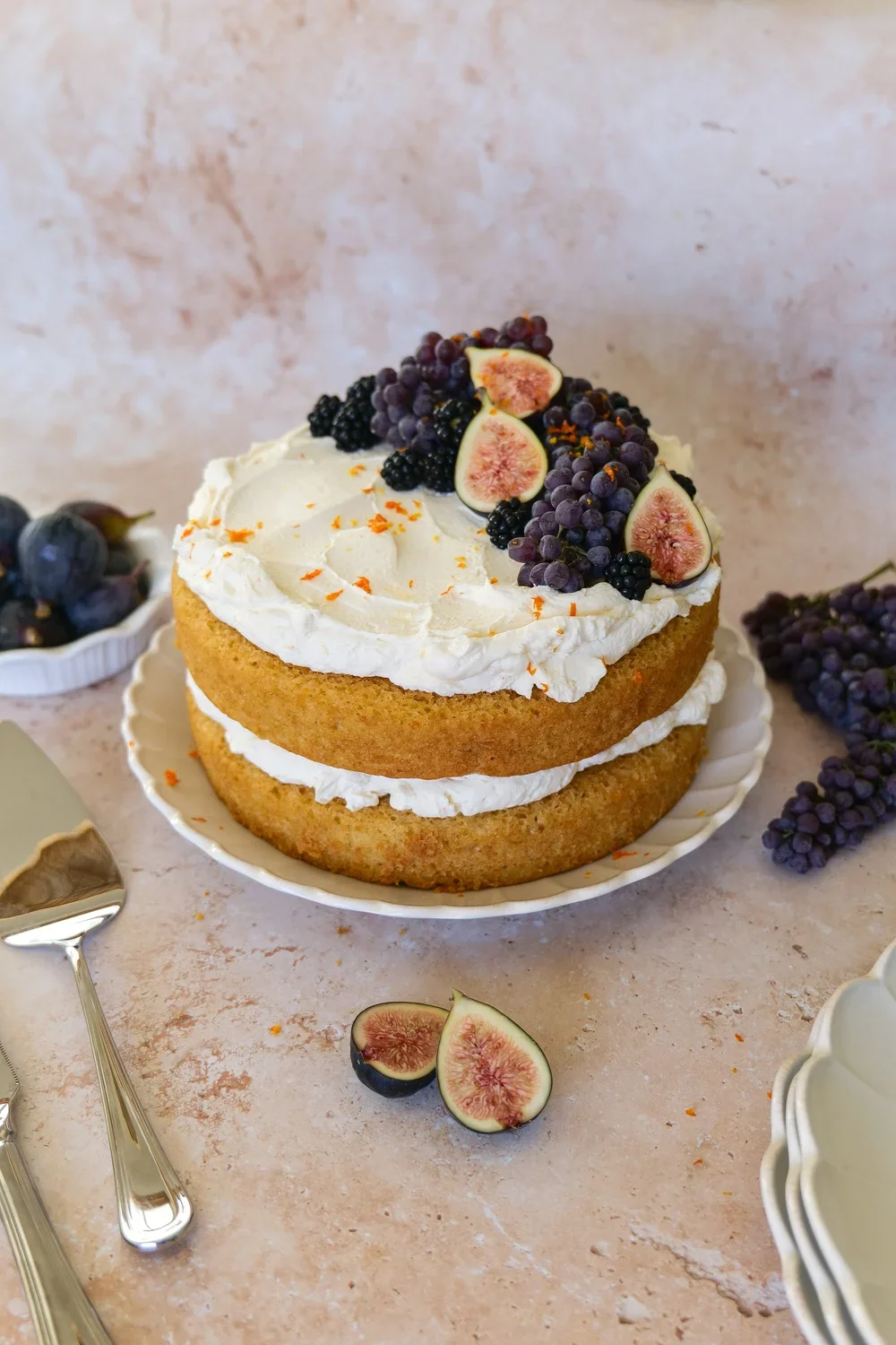 Orange Olive Oil Cake with Mascarpone Cream &amp; Fresh Fall Fruit