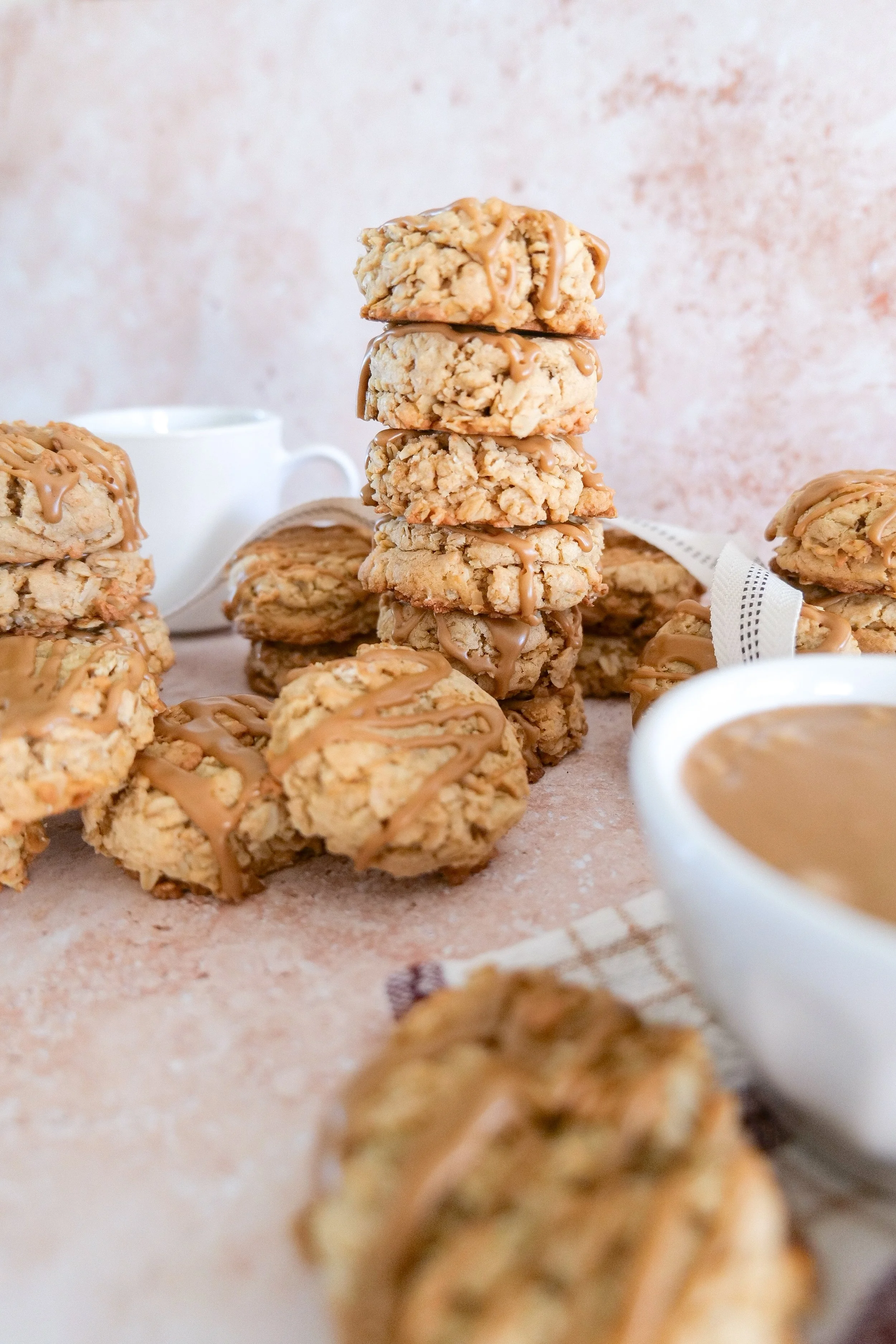 Freshly baked oatmeal cookies made with browned butter and old-fashioned oats.