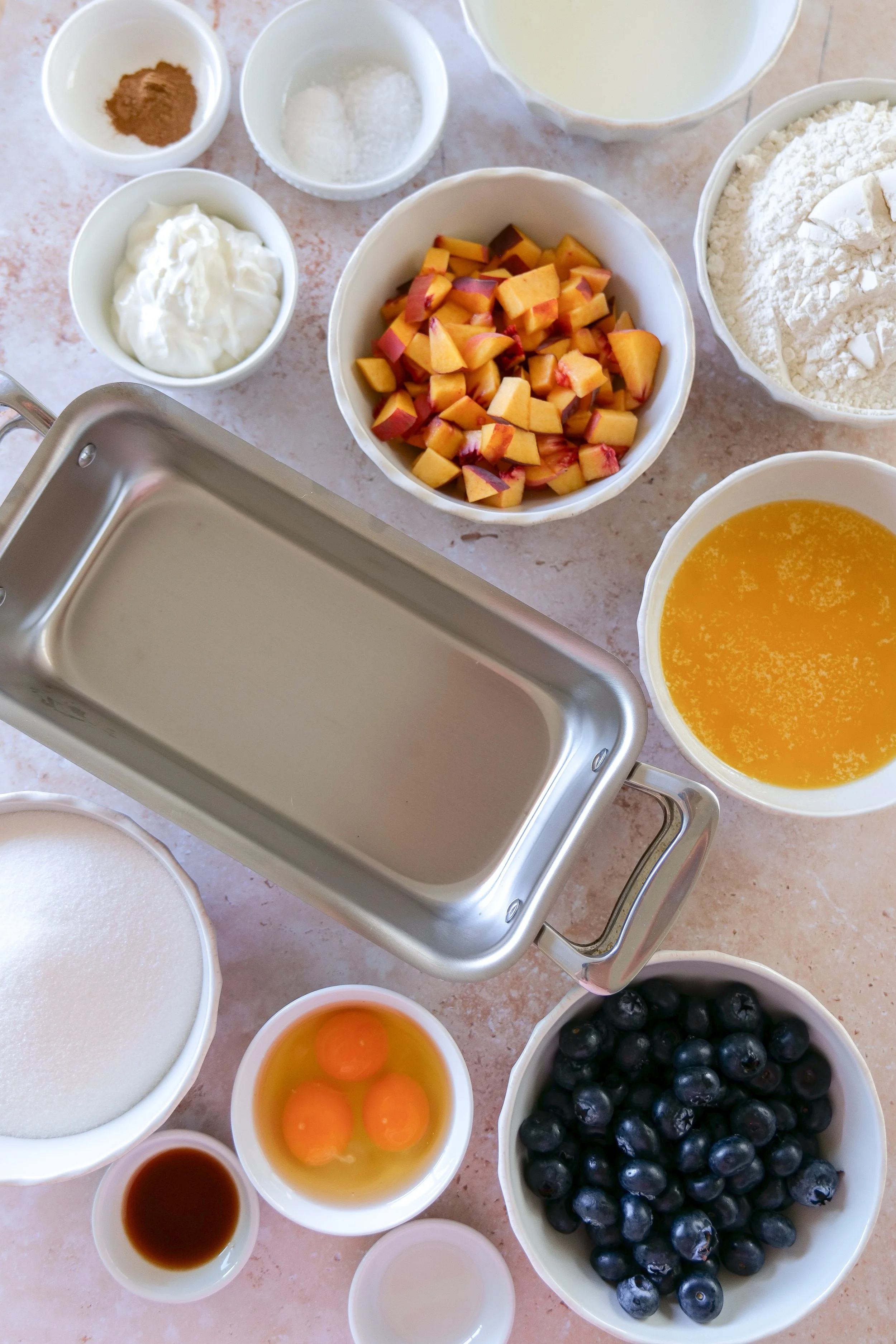 Fresh blueberries folded into homemade Blueberry Peach Bread batter.