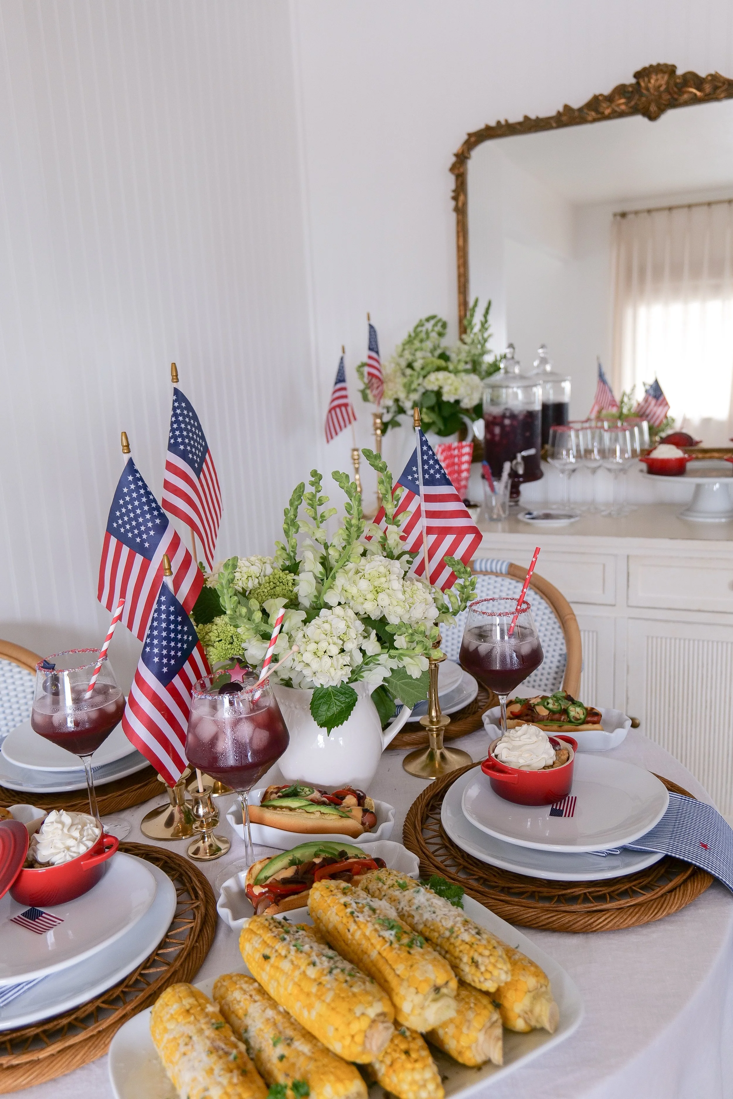 Summer dining table decor styled for patriotic entertaining