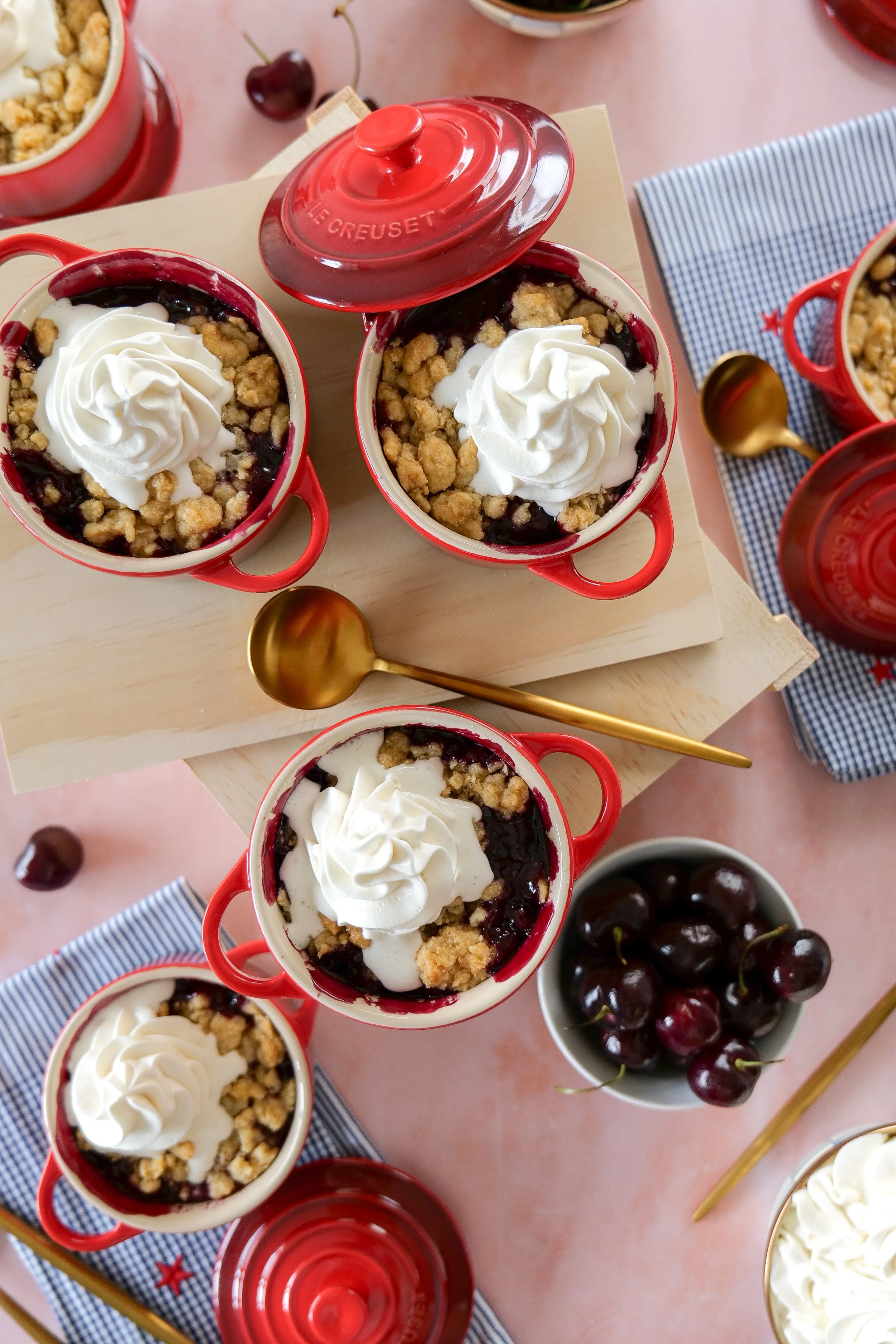 Mini fruit cobblers served in small baking dishes