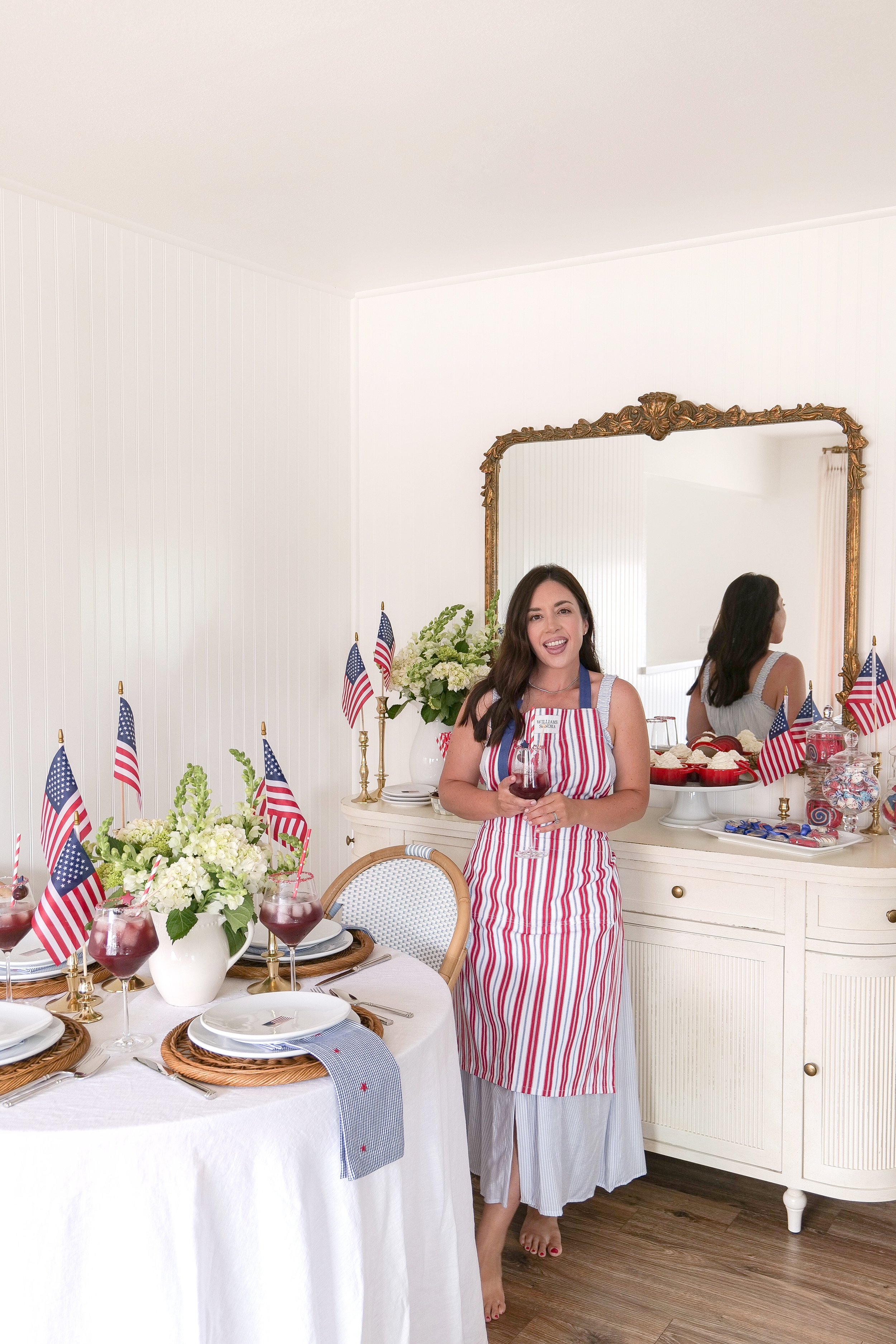 Americana summer entertaining table with red white and blue details