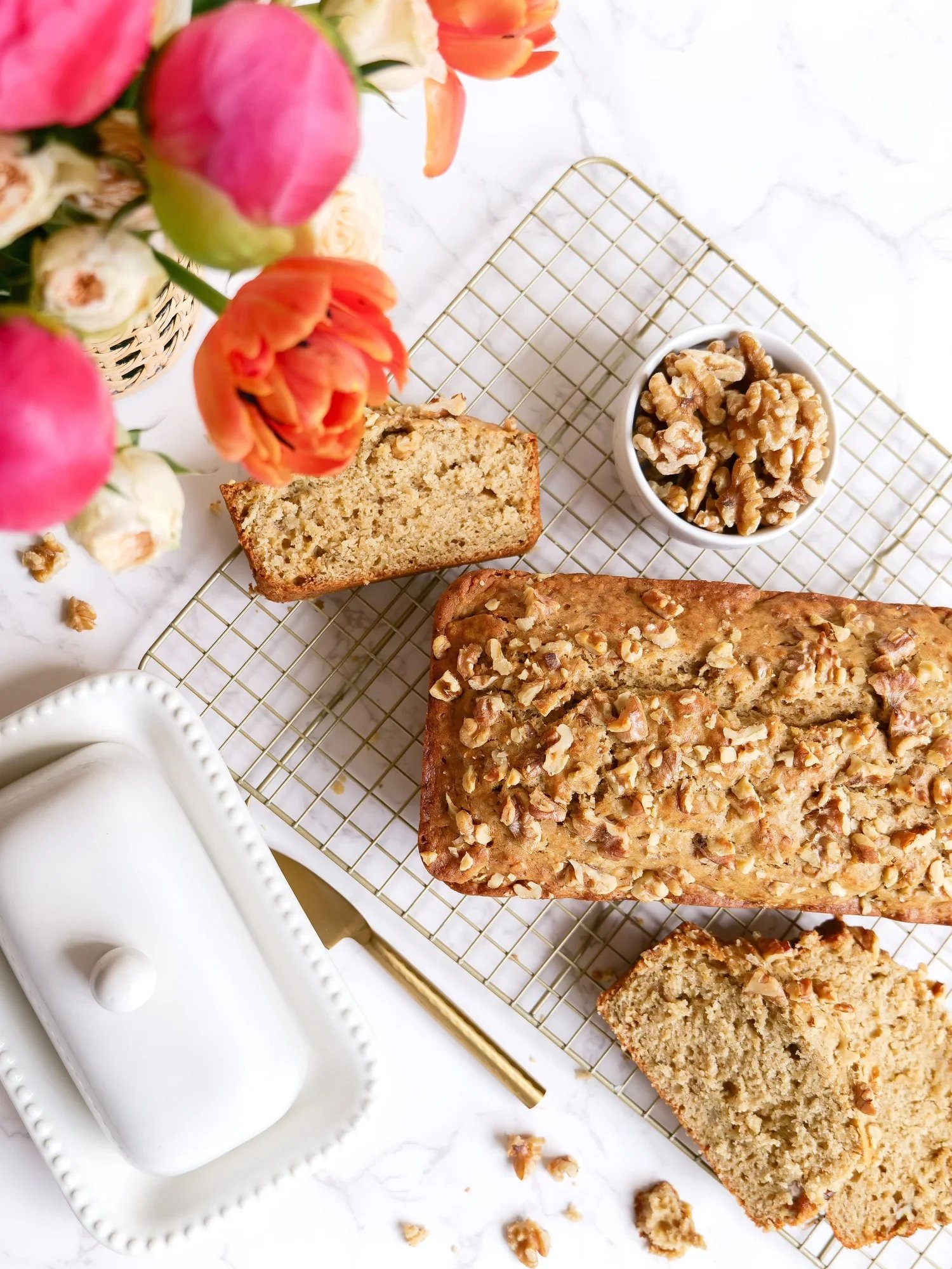 Homemade banana bread that can be sliced and frozen for easy breakfasts and snacks.