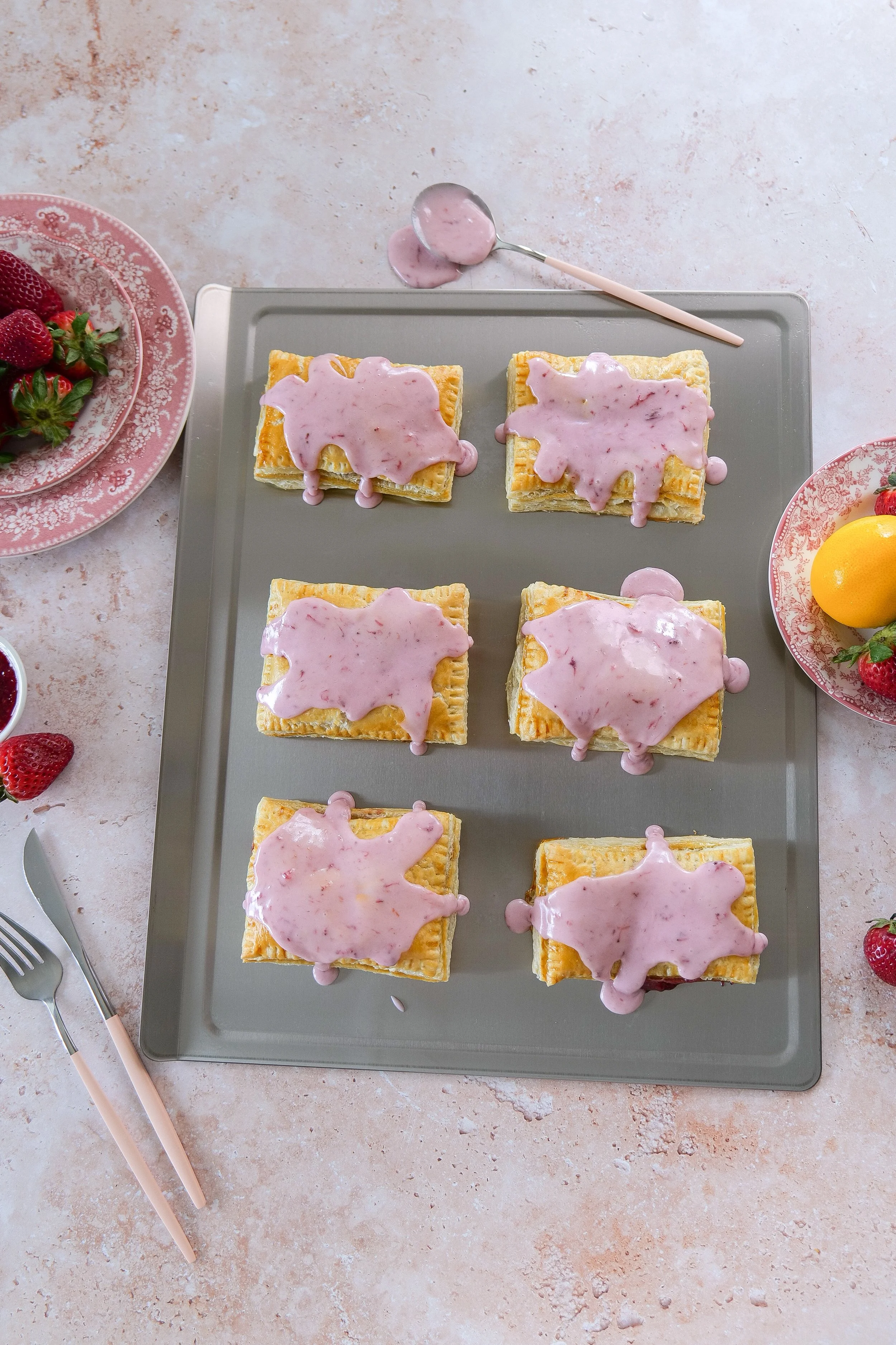 Strawberry Puff Pastry Pop Tart with golden flaky crust and jam filling