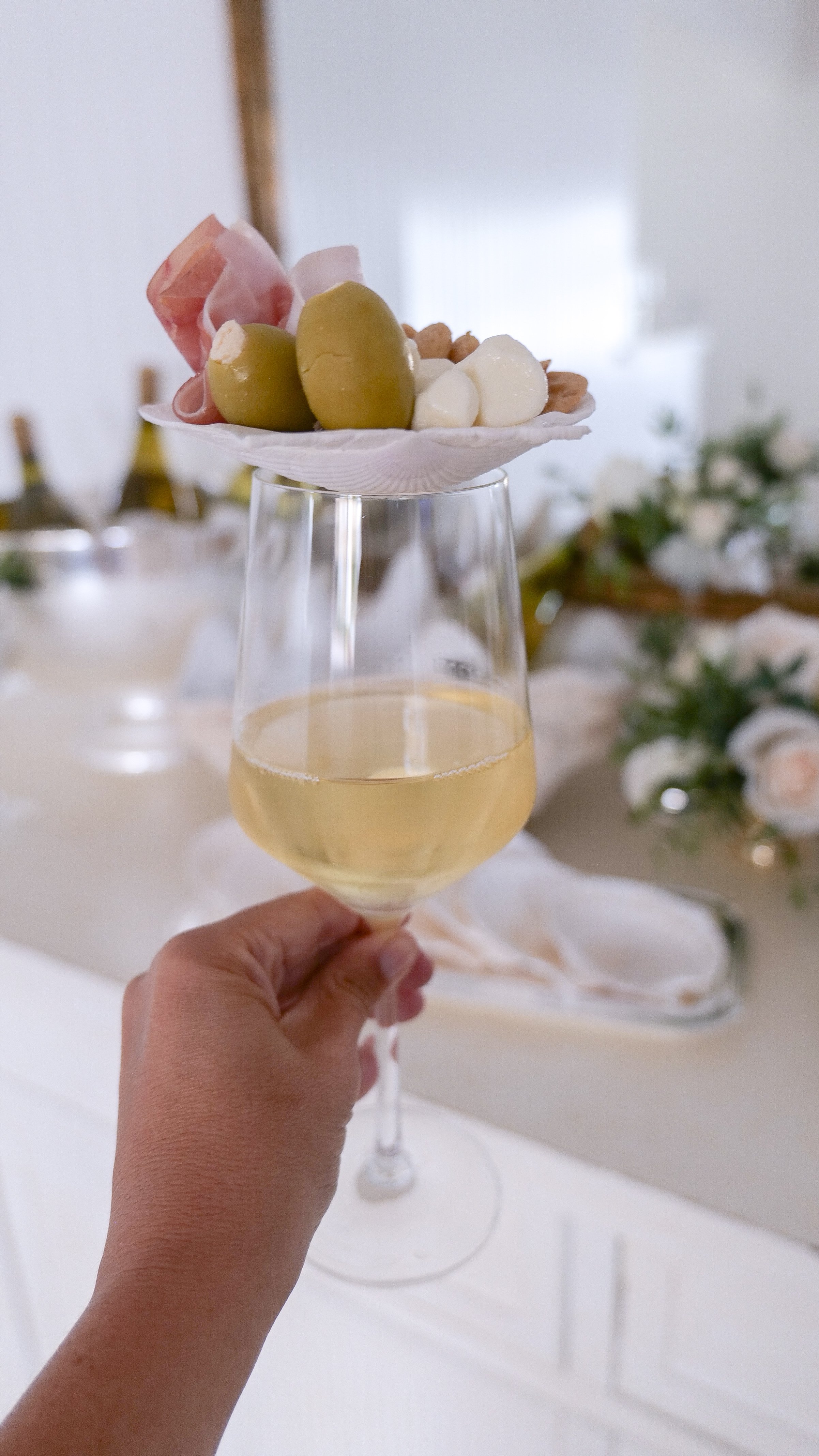 Justin Chardonnay served alongside an elegant charcuterie board