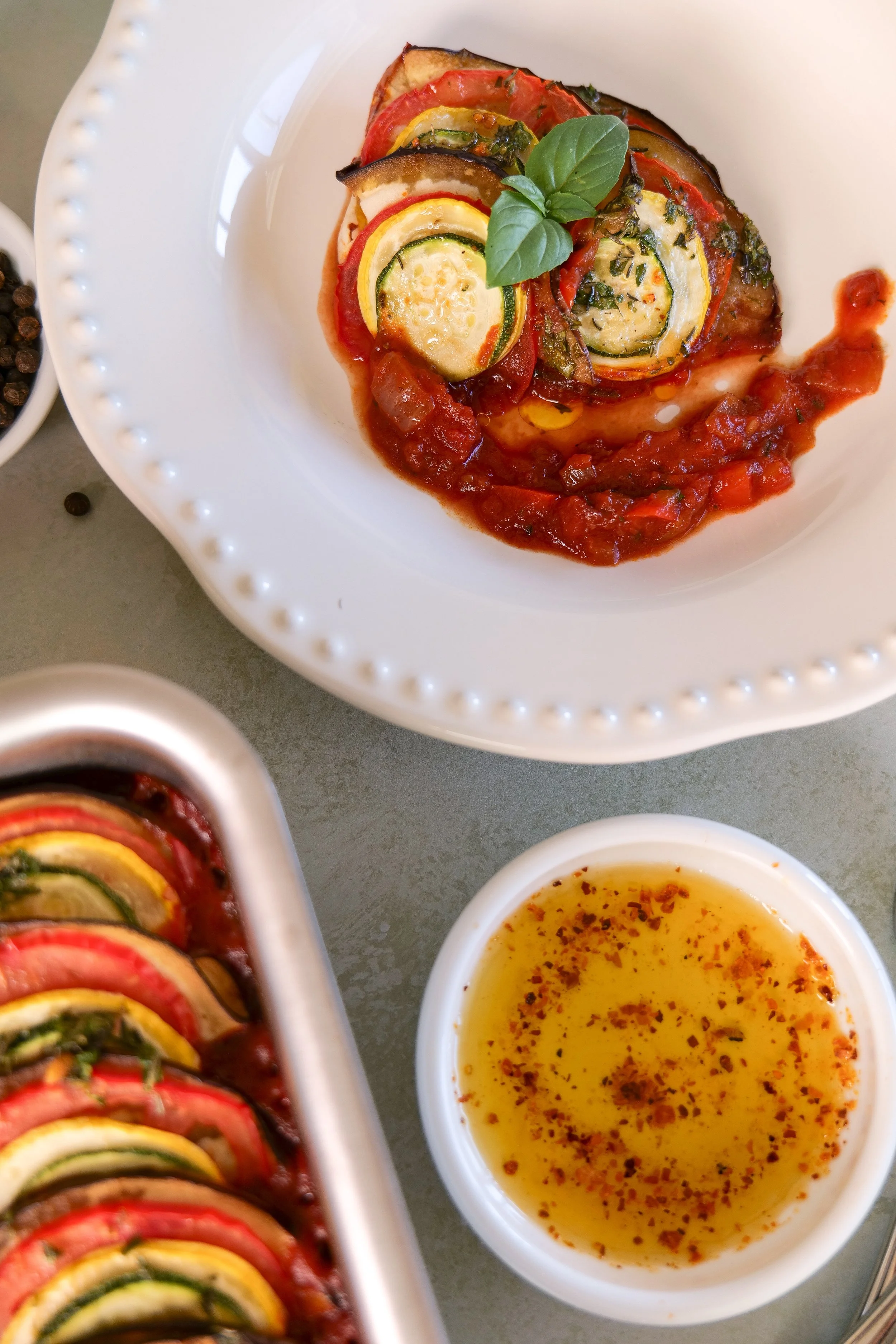 Healthy homemade ratatouille packed with colorful summer vegetables.