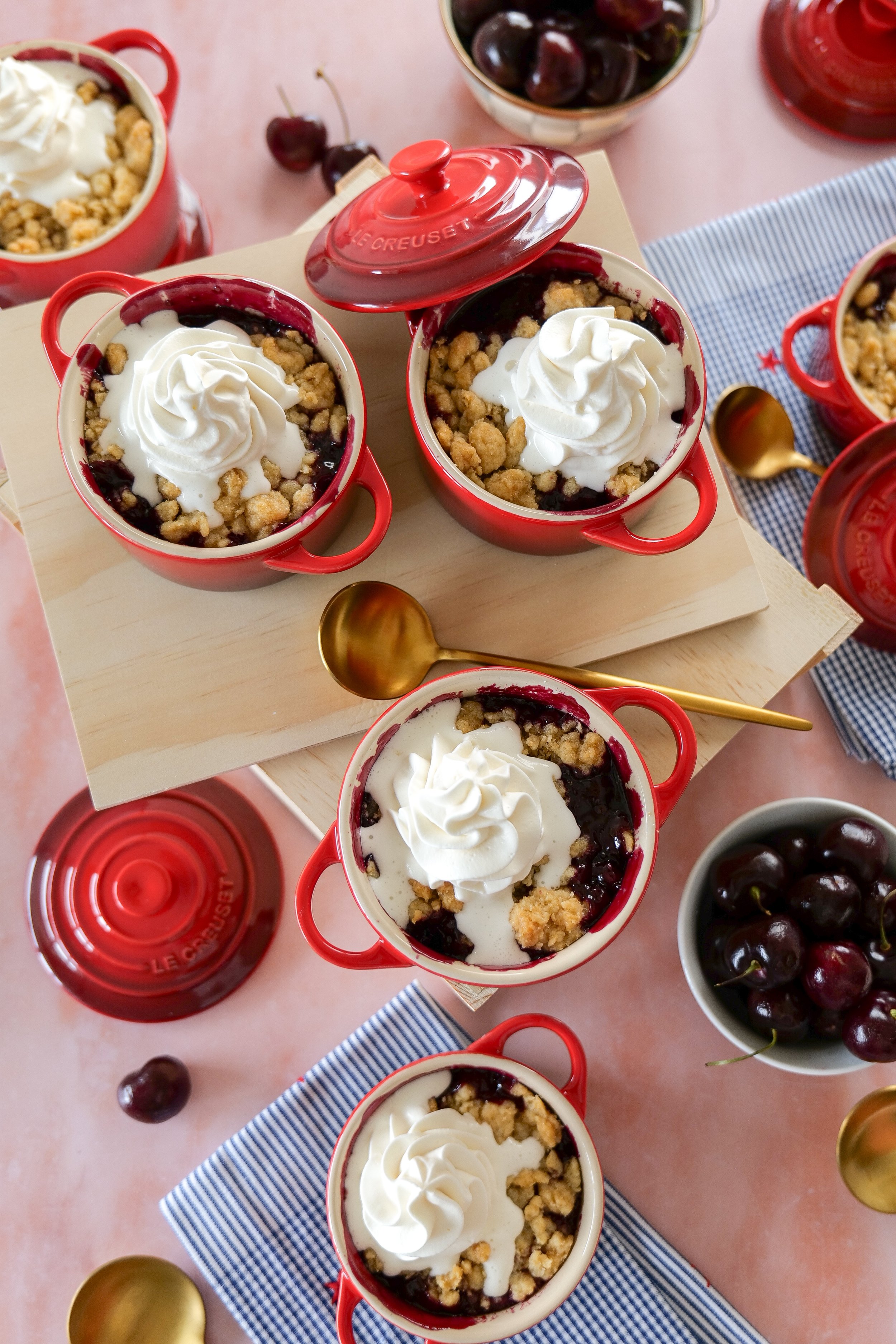 Patriotic cherry cobbler dessert perfect for Fourth of July celebrations