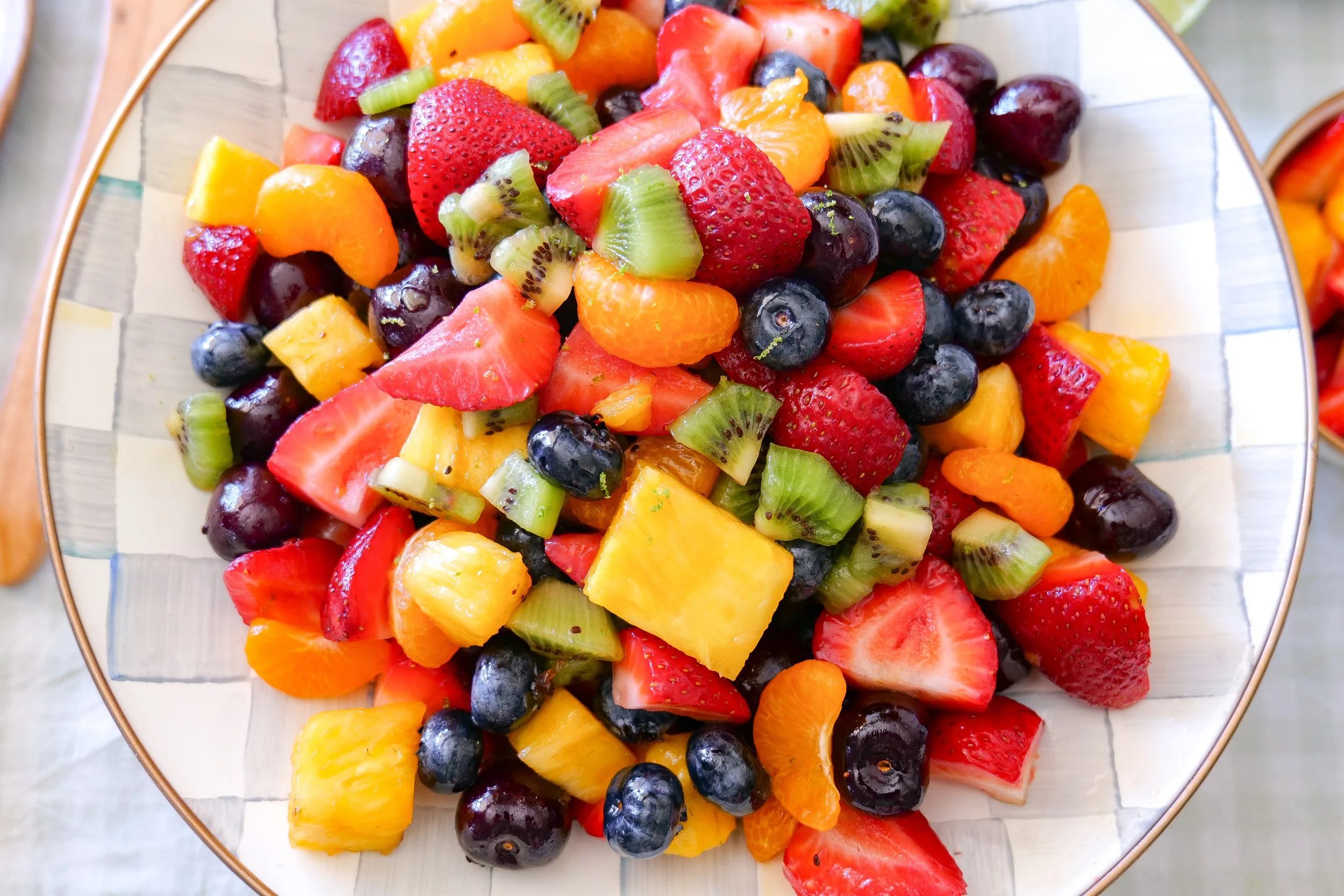 Fresh ingredients for honey lime fruit salad
