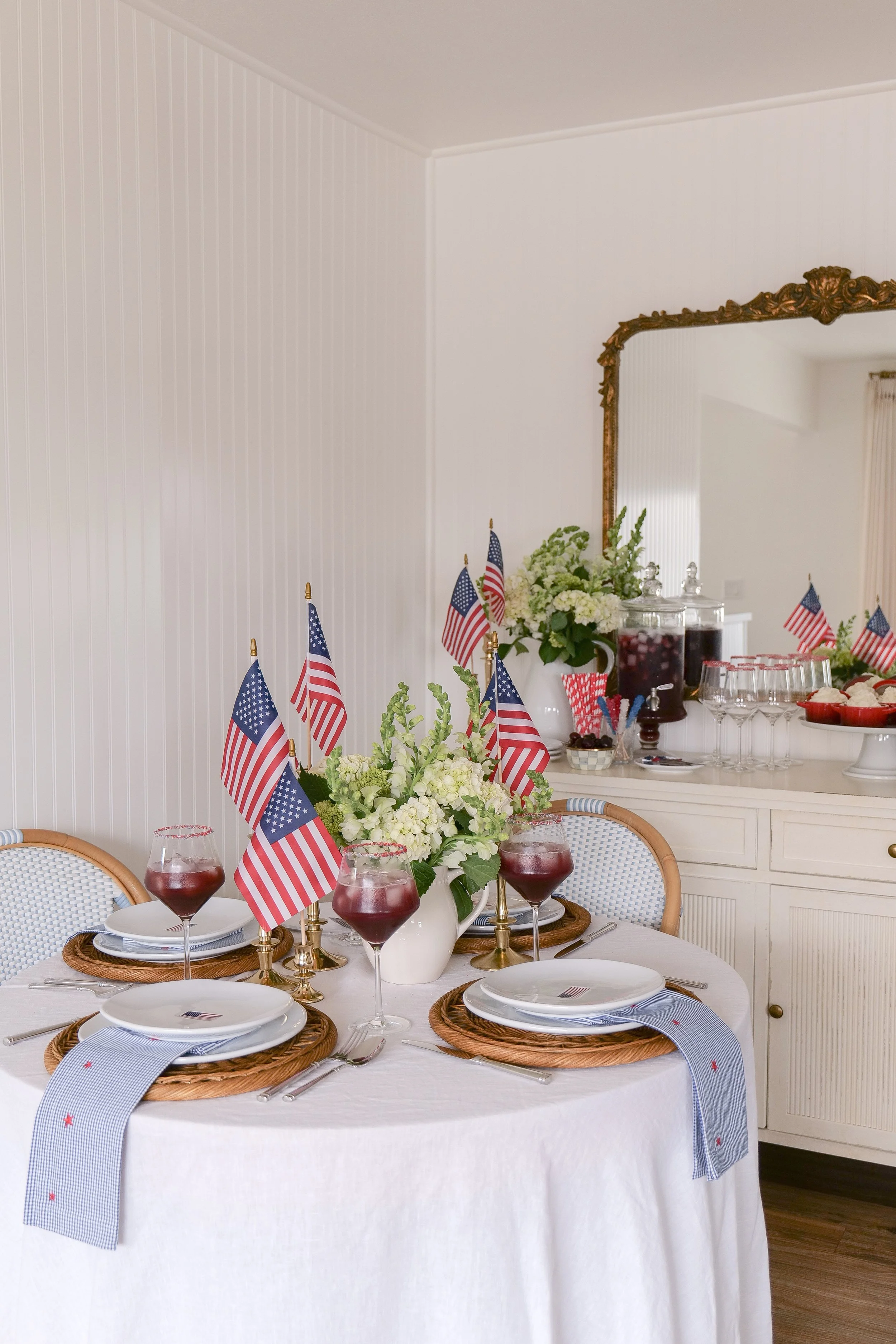 Americana summer party ideas showcased through tablescape styling