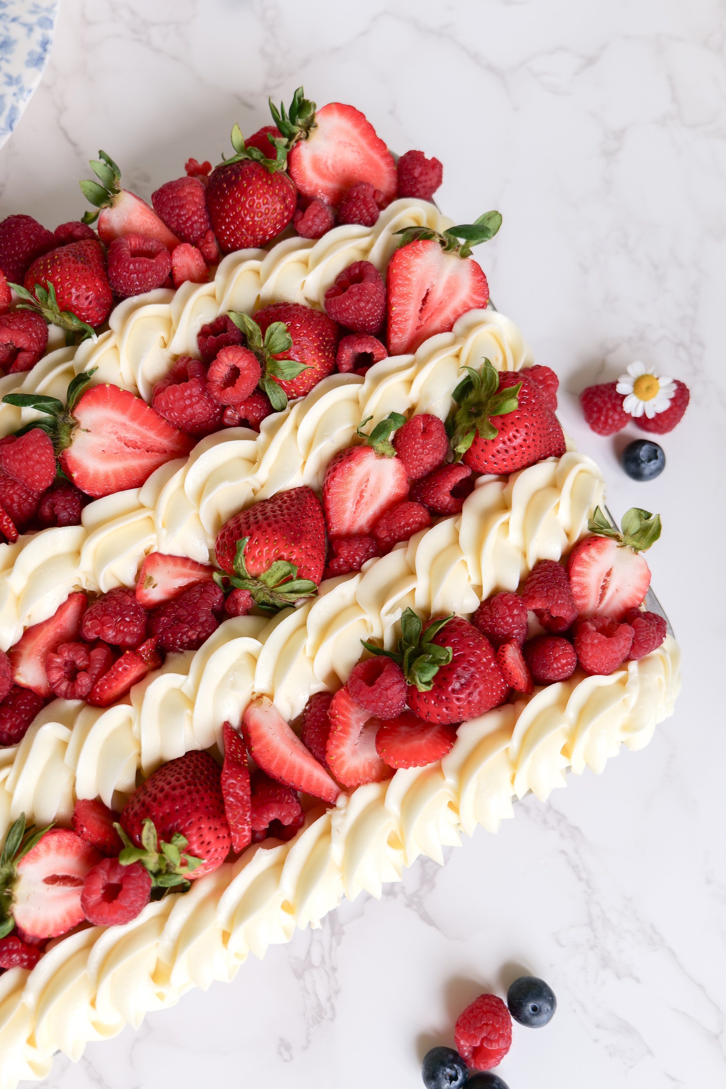 Patriotic cookie fruit pizza for Fourth of July entertaining and hosting