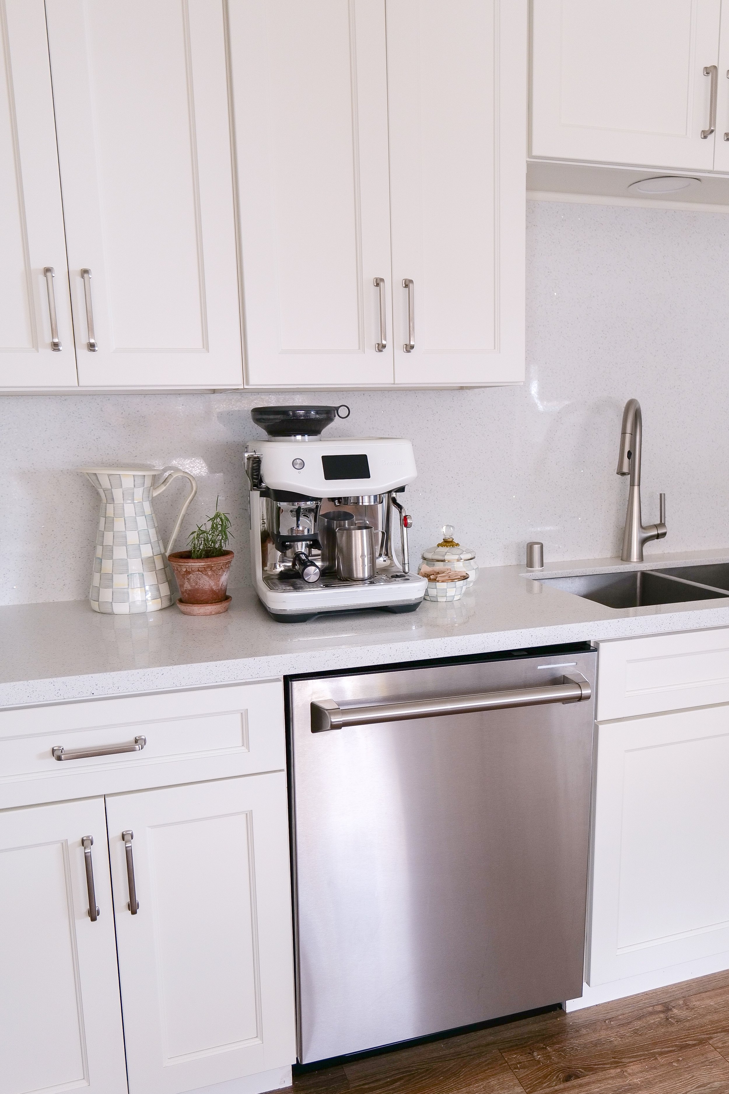 a stainless steel dishwasher in coastal kitchen