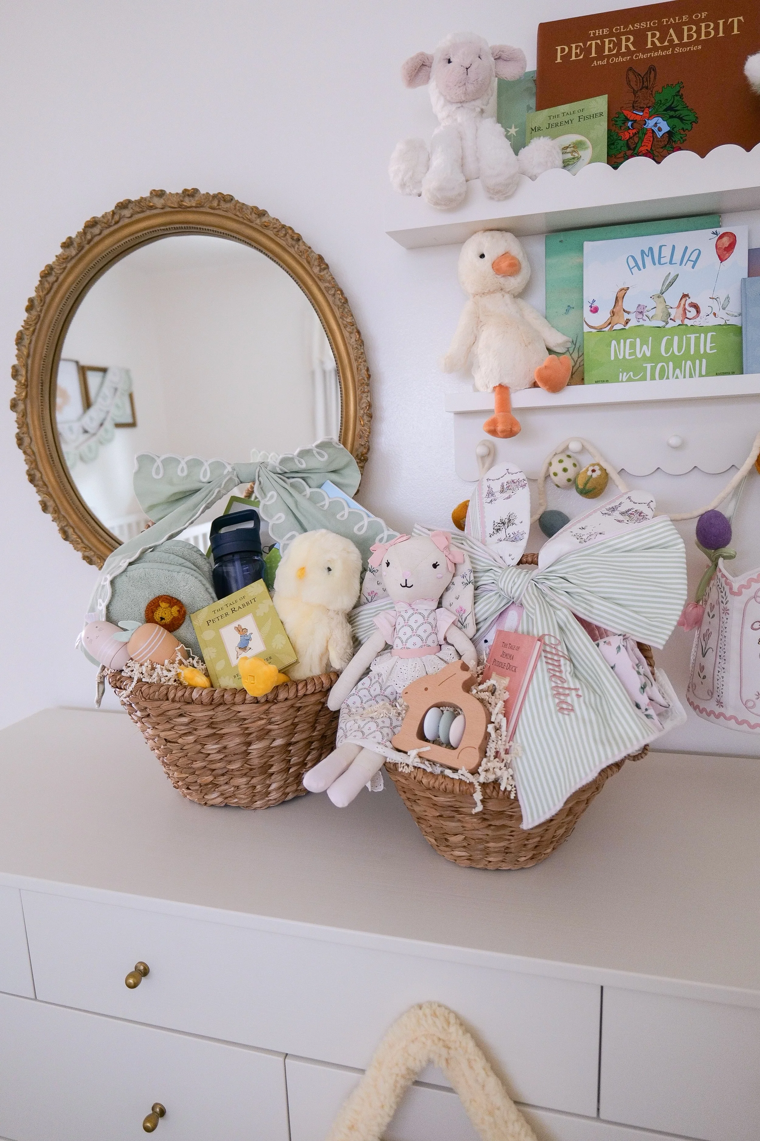 Easter basket fillers for kids arranged together for a fun and thoughtful Easter morning surprise.