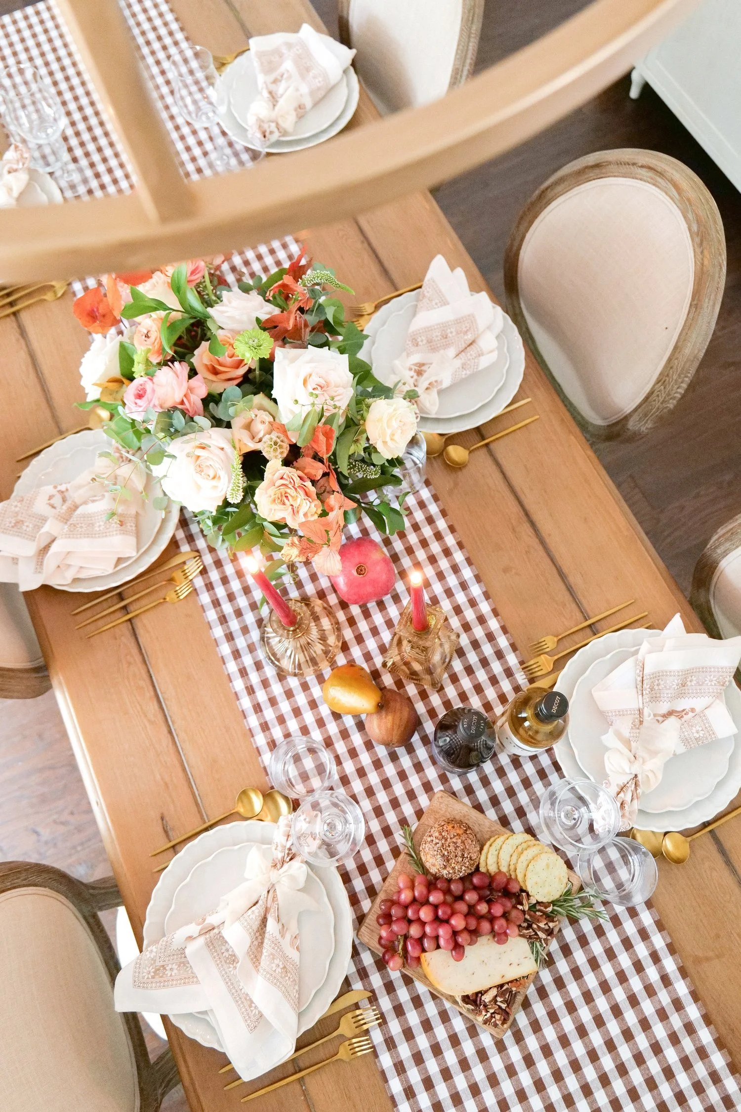 Pomegranates used as natural fall table decorations