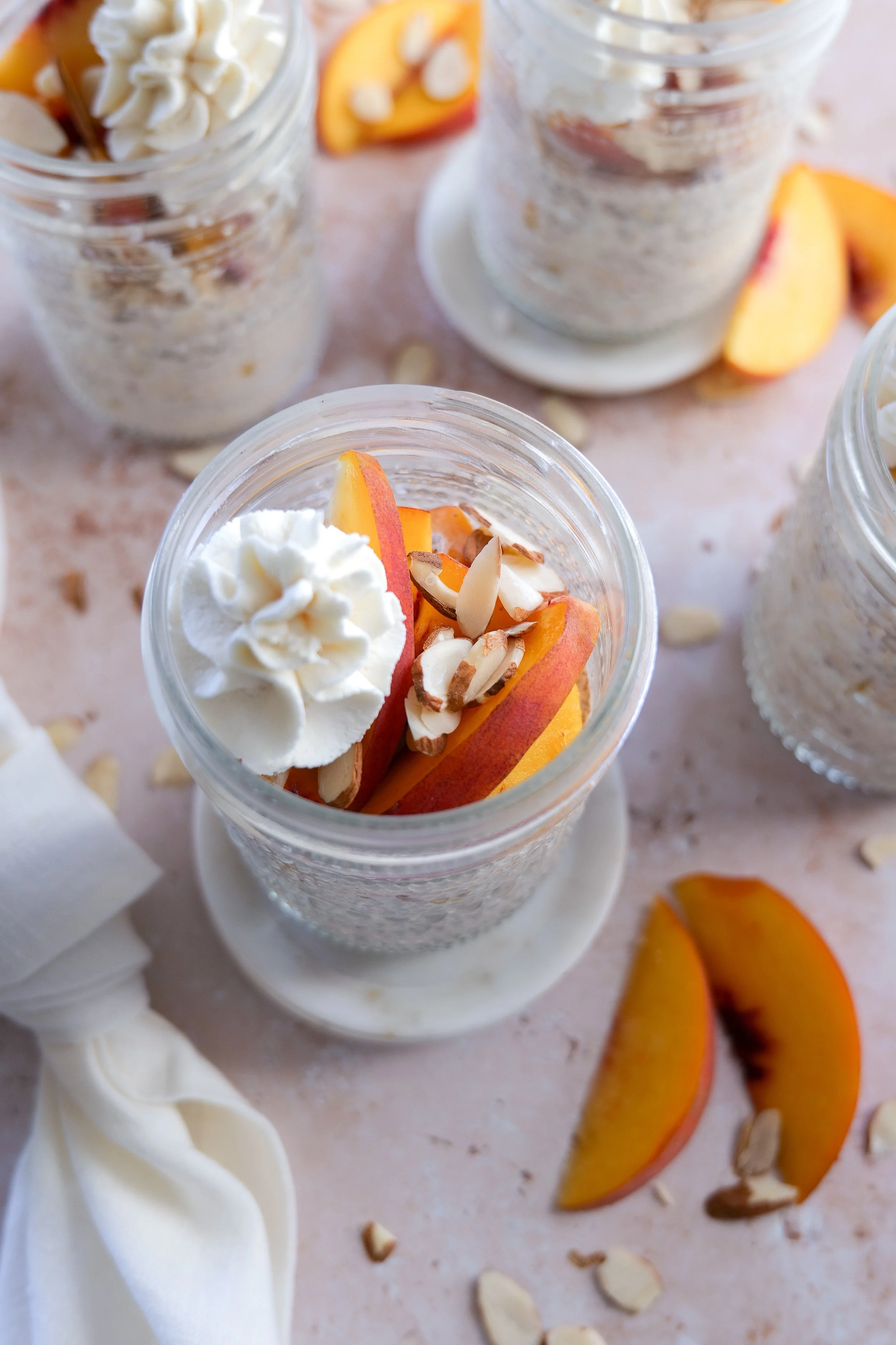 Easy Peach Cobbler Overnight Oats made ahead for busy mornings.