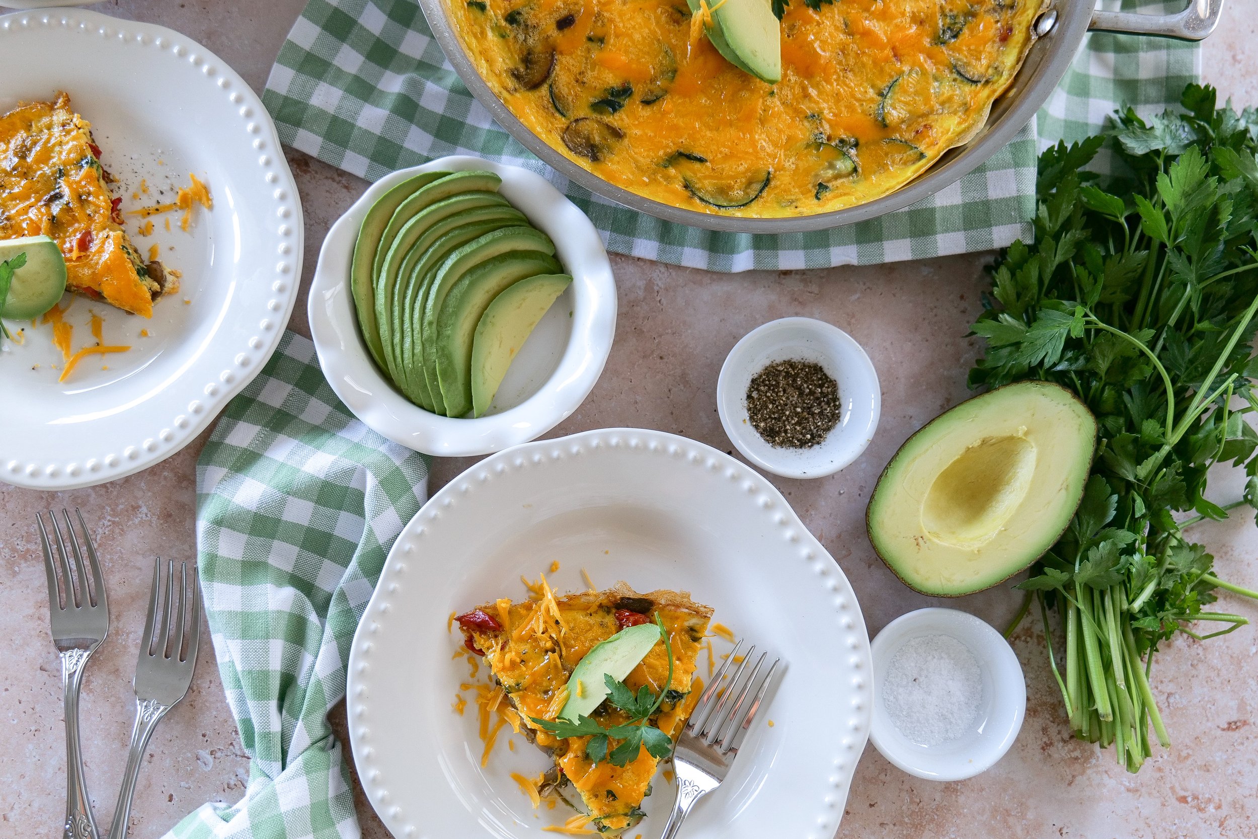 Healthy summer breakfast recipe with fresh vegetables and eggs