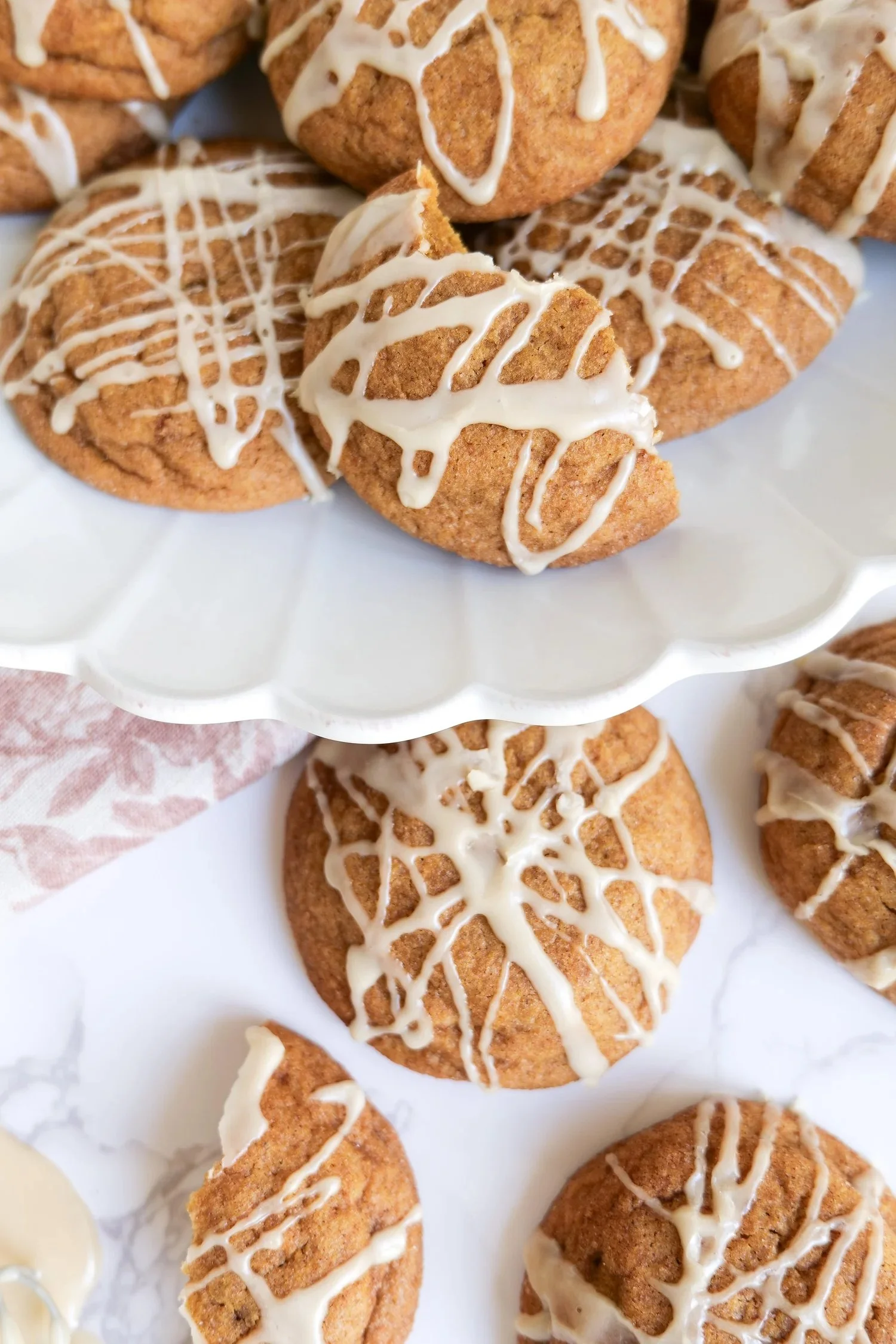Soft pumpkin molasses cookies made with warm fall spices.