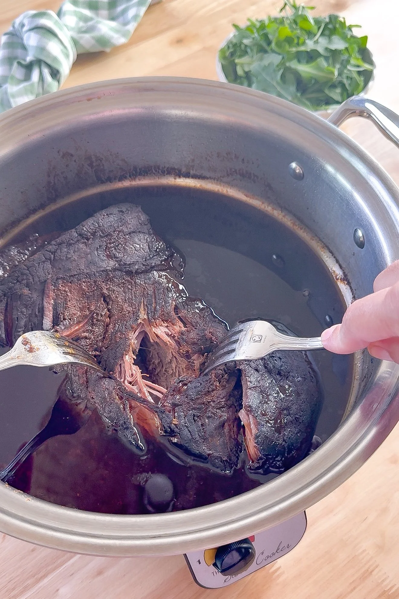 Easy BBQ brisket served as a hearty family dinner.