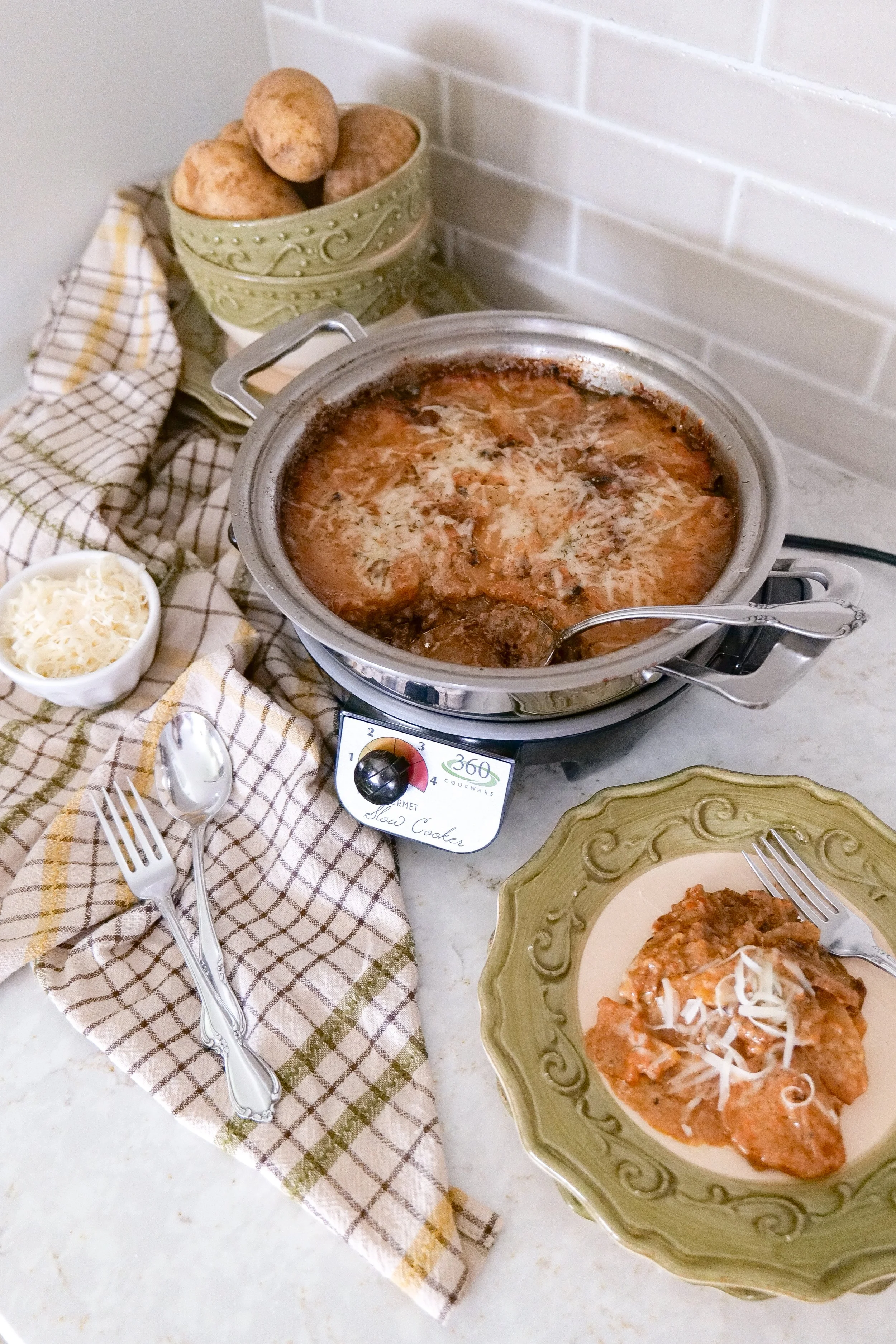 Make-ahead slow cooker scalloped potatoes for holiday entertaining.