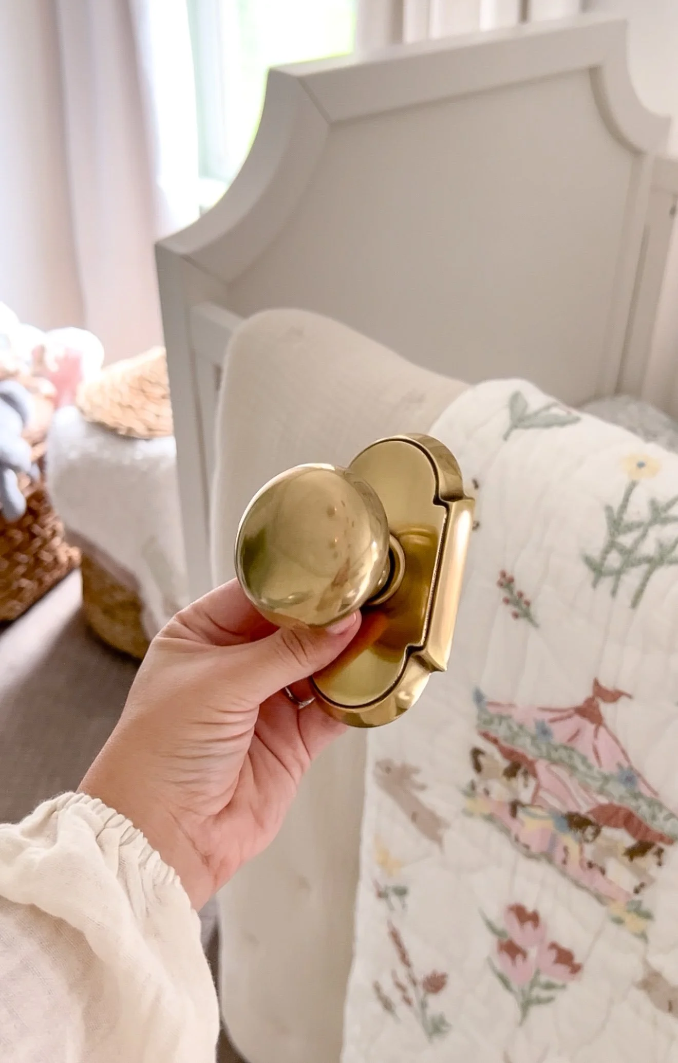 Beautiful upgraded interior door hardware showing how replacing builder-grade door knobs transforms a home.