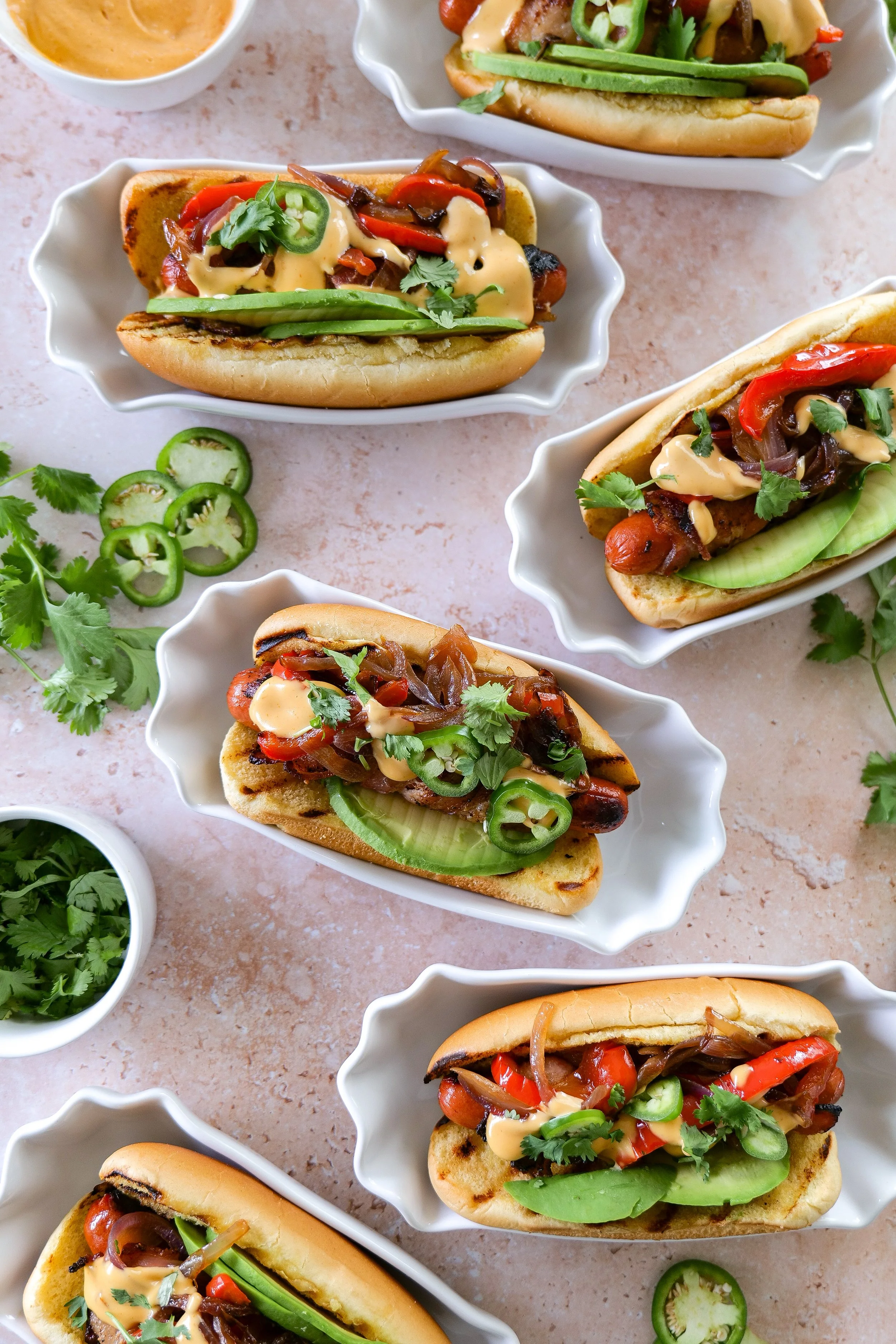 California bacon-wrapped hot dogs served for summer entertaining