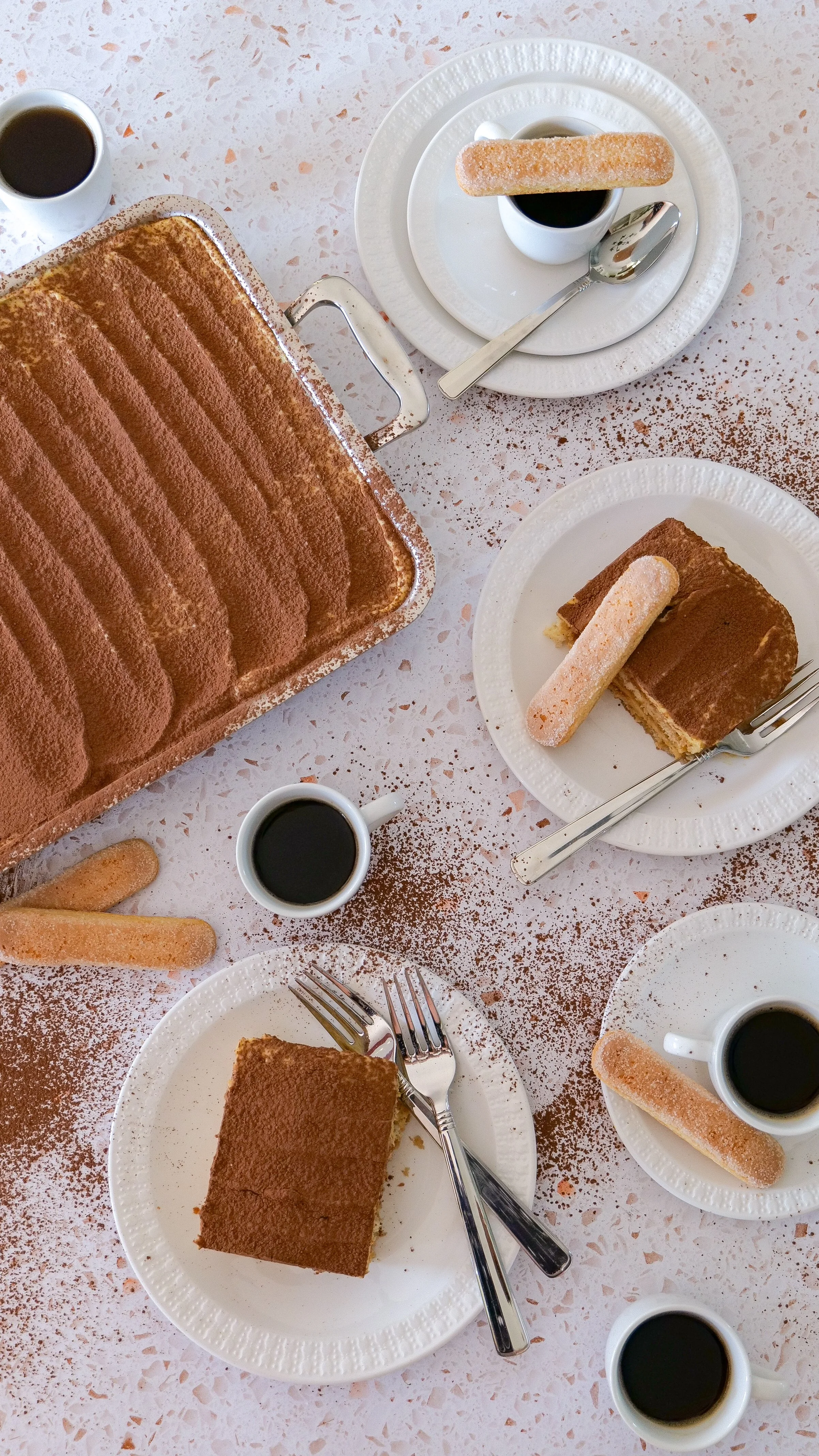 Pumpkin spice tiramisu with creamy mascarpone filling and cocoa topping.