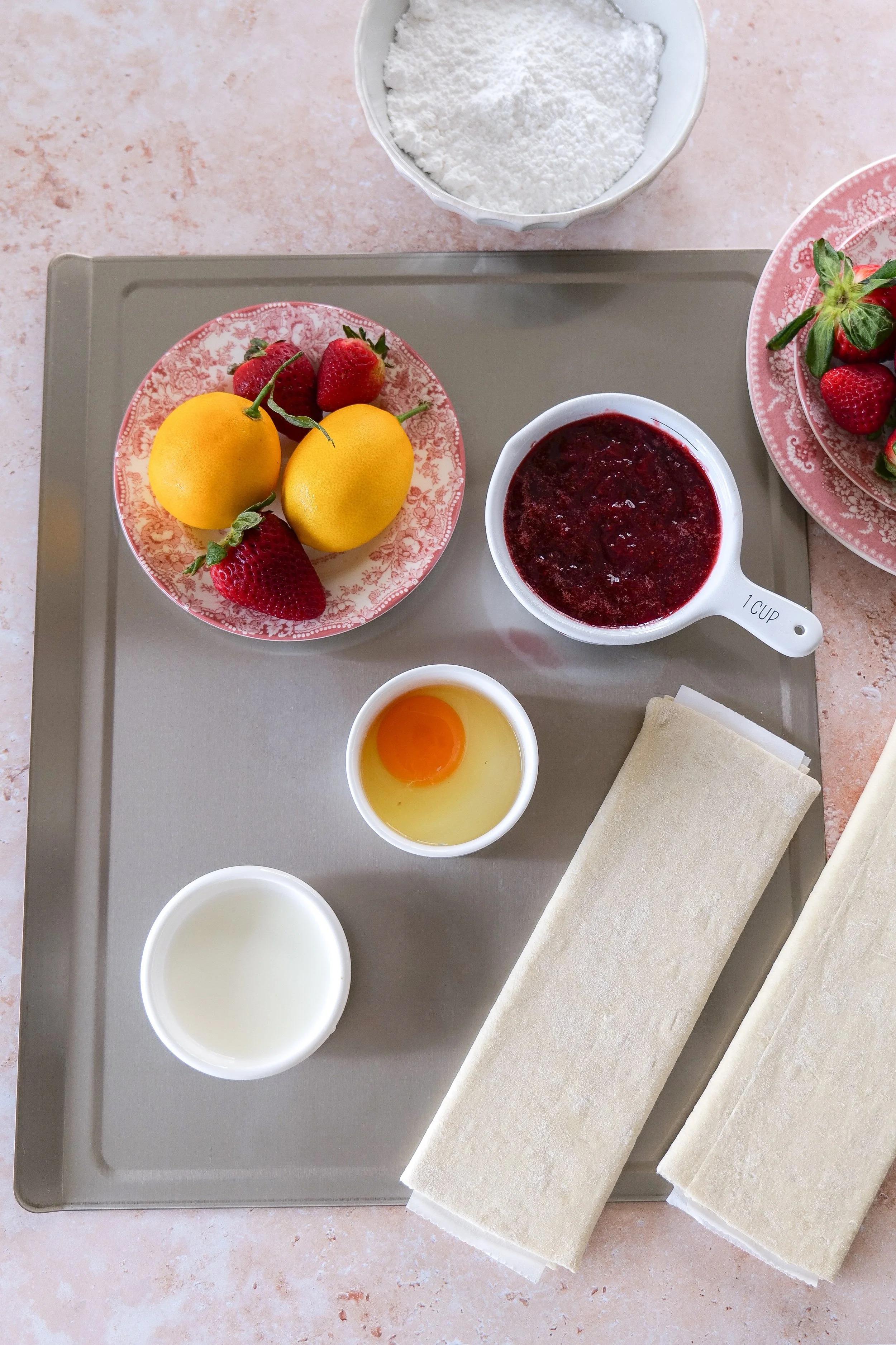 ingredients for making Strawberry Puff Pastry Pop Tarts