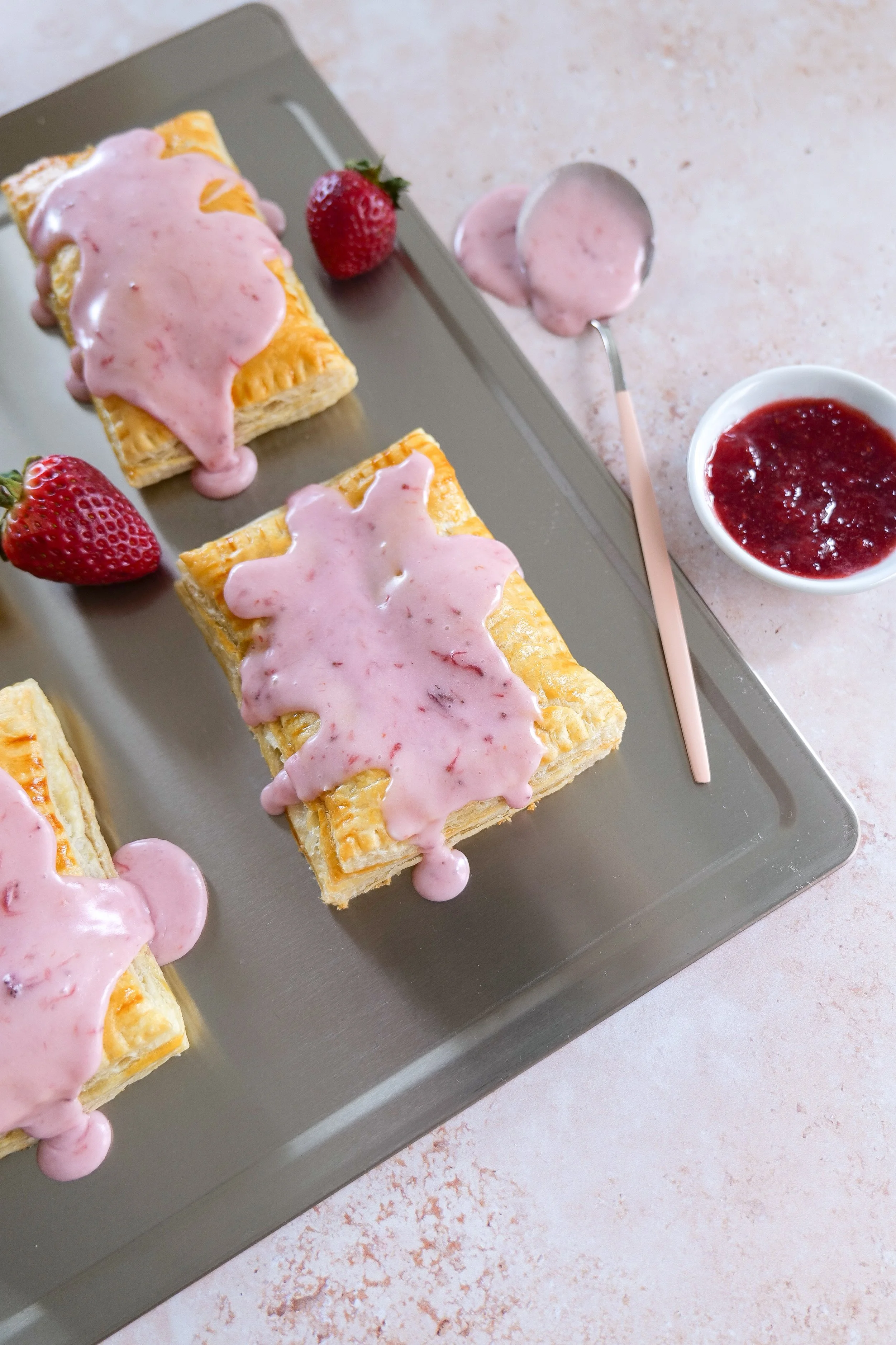 Strawberry Puff Pastry Pop Tart with flaky layers and fruit filling