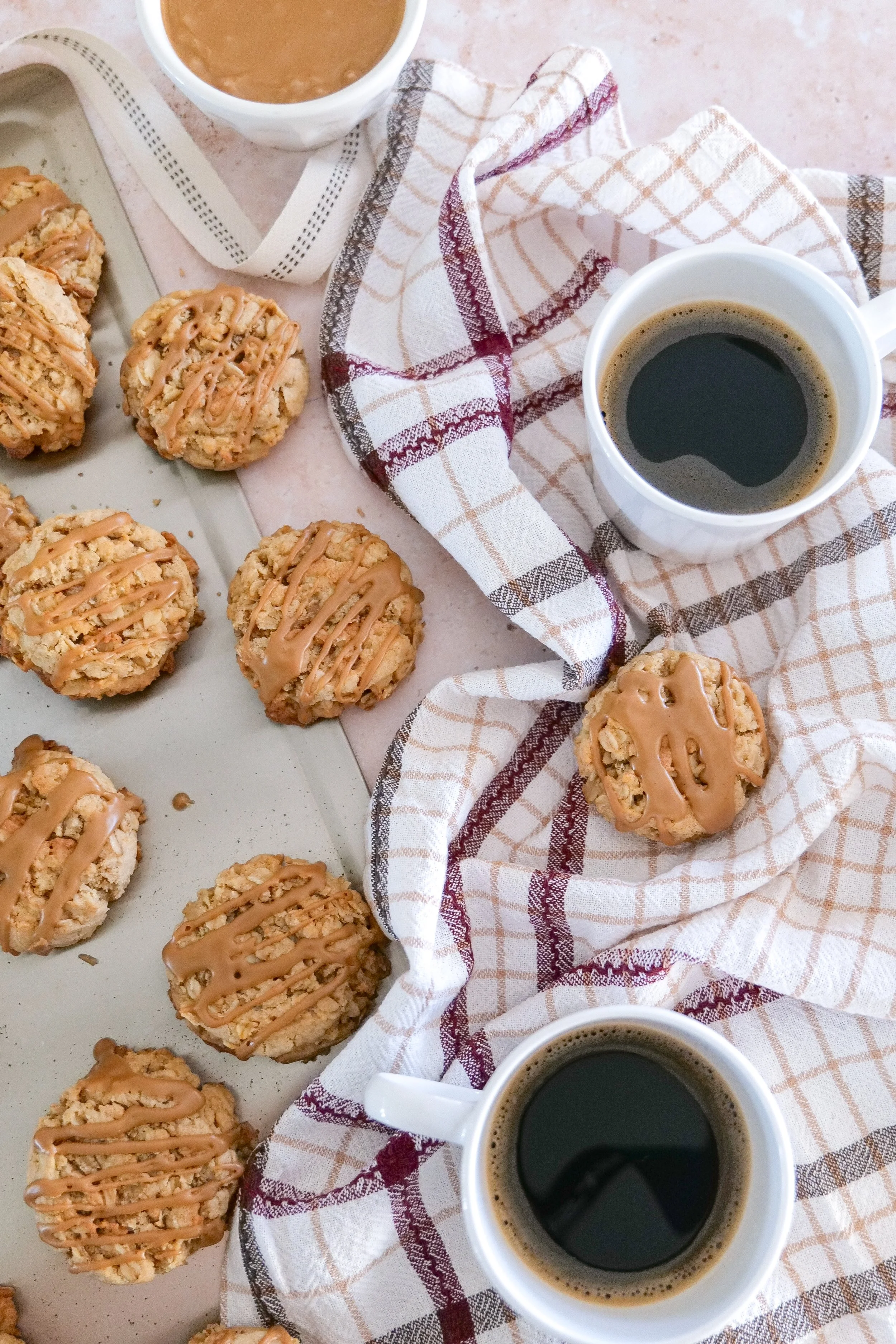 Soft and chewy oatmeal cookies with golden edges and a thick center.