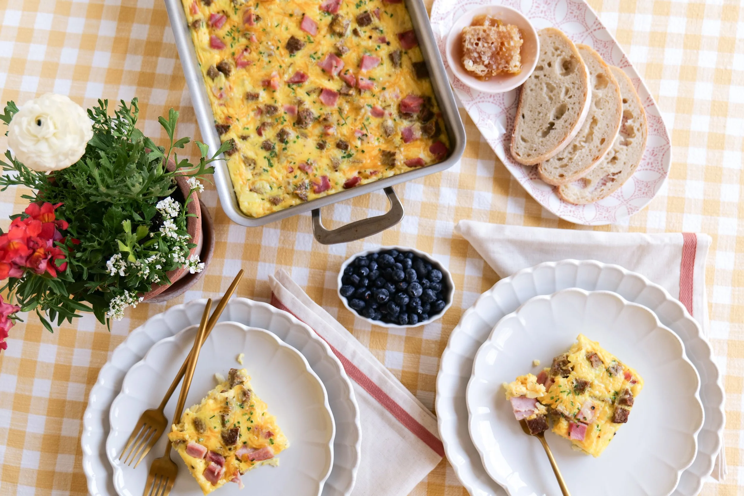 Hearty brunch casserole recipe perfect for feeding a crowd.